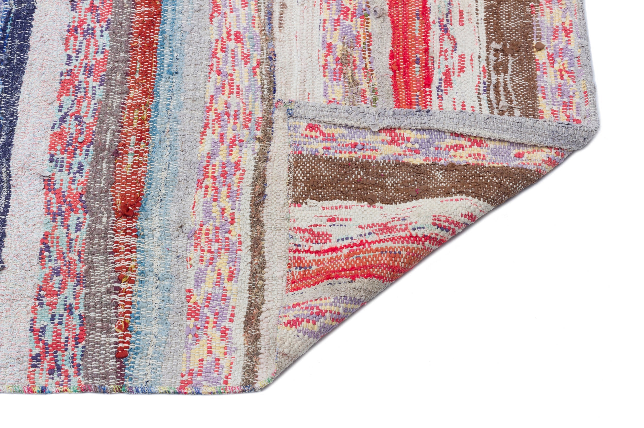 Girit Beige Striped Wool Handmade Area Rug 5'10" x 9'5"