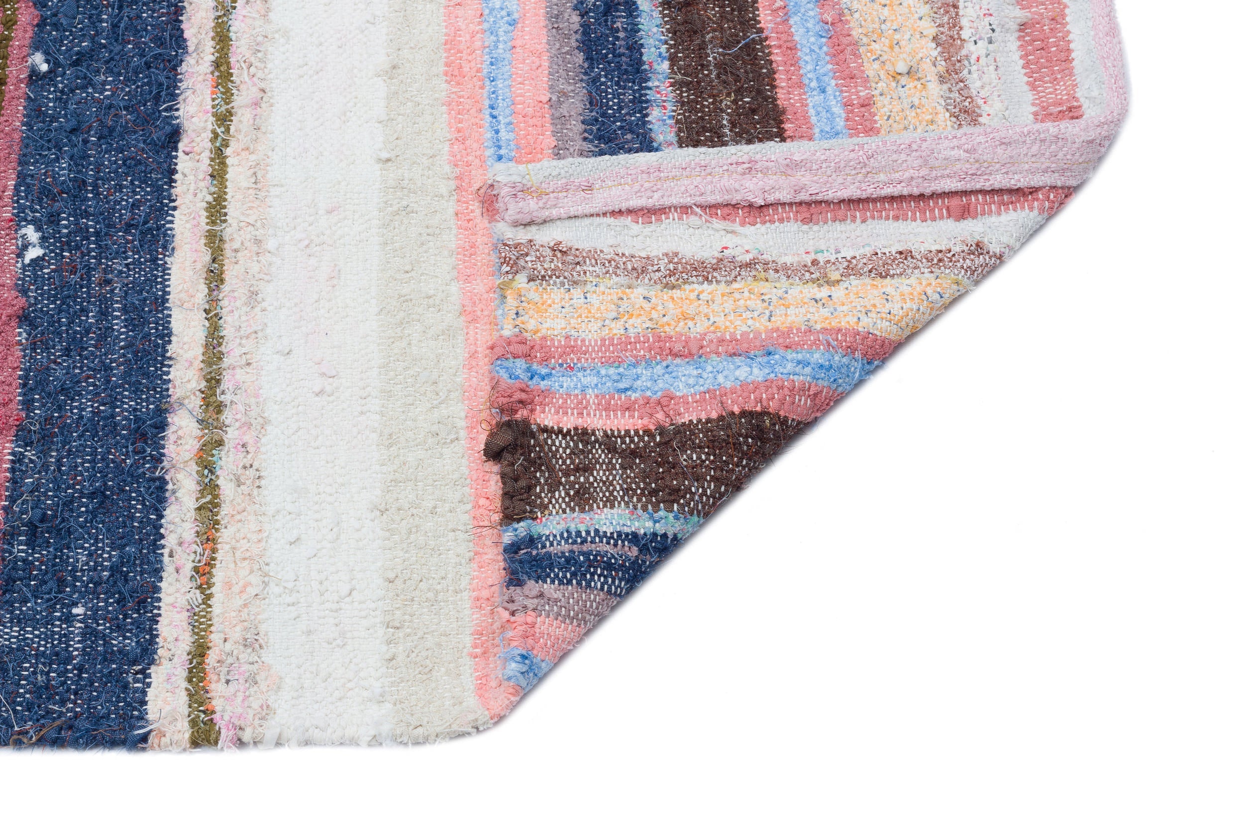 Girit Beige Striped Wool Handmade Area Rug 6'1" x 9'4"