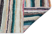 Girit Beige Striped Wool Handmade Area Rug 6'9" x 9'4"
