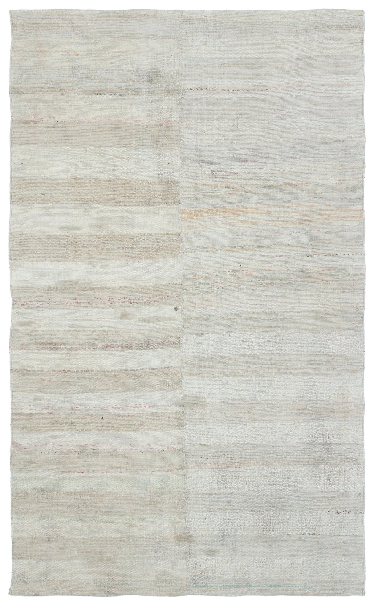 Girit Beige Striped Wool Handmade Area Rug 5'0" x 8'1"
