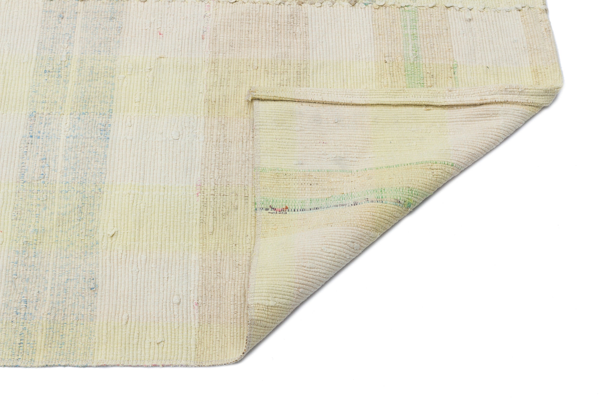 Girit Beige Striped Wool Handmade Area Rug 5'6" x 9'9"