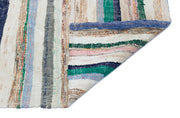 Girit Beige Striped Wool Handmade Area Rug 4'8" x 5'4"