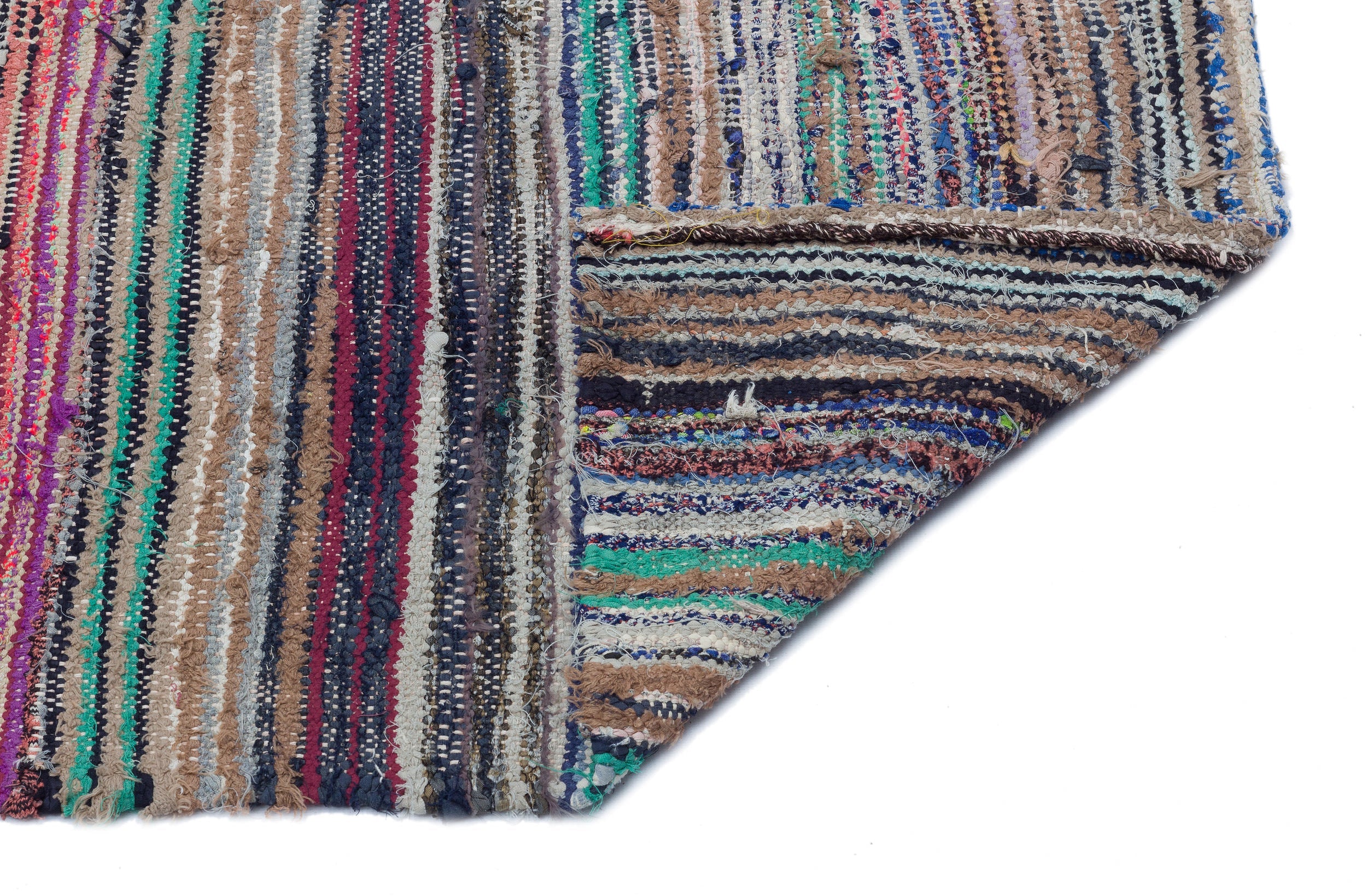 Girit Beige Striped Wool Handmade Area Rug 4'11" x 11'11"