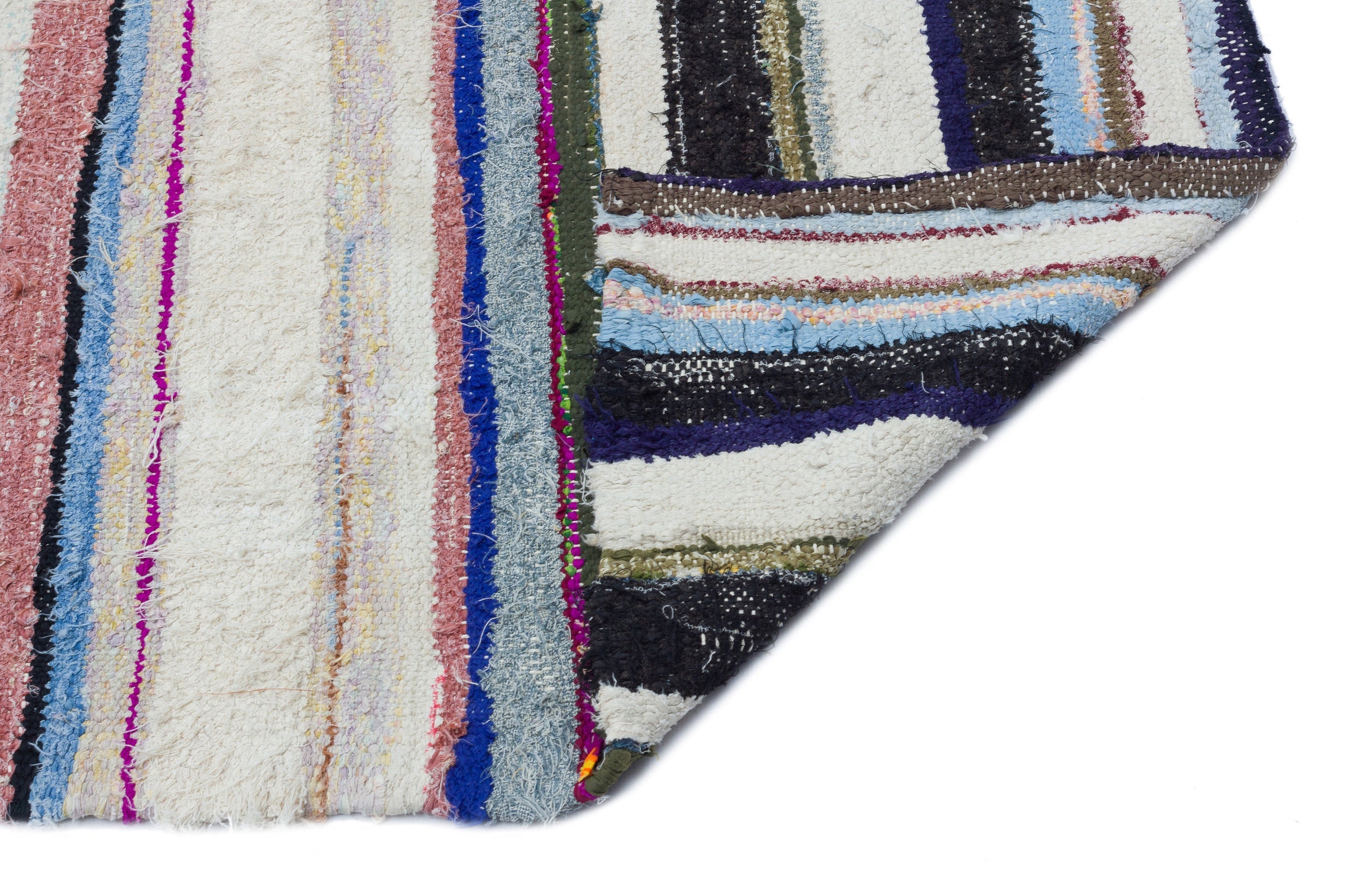 Girit Beige Striped Wool Handmade Area Rug 5'9" x 10'3"