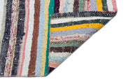 Girit Beige Striped Wool Handmade Area Rug 4'8" x 10'11"