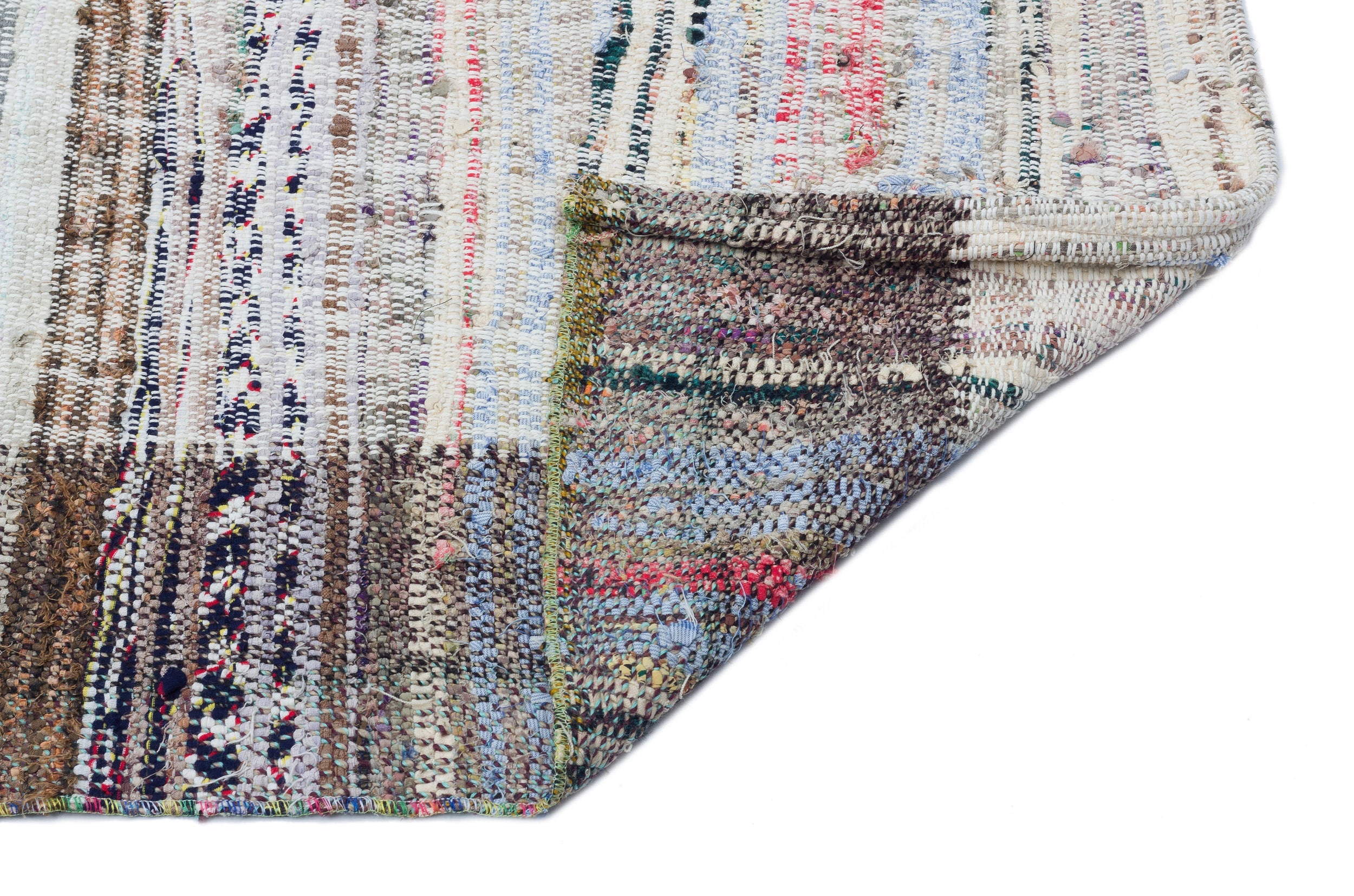 Girit Beige Striped Wool Handmade Area Rug 3'7" x 11'5"