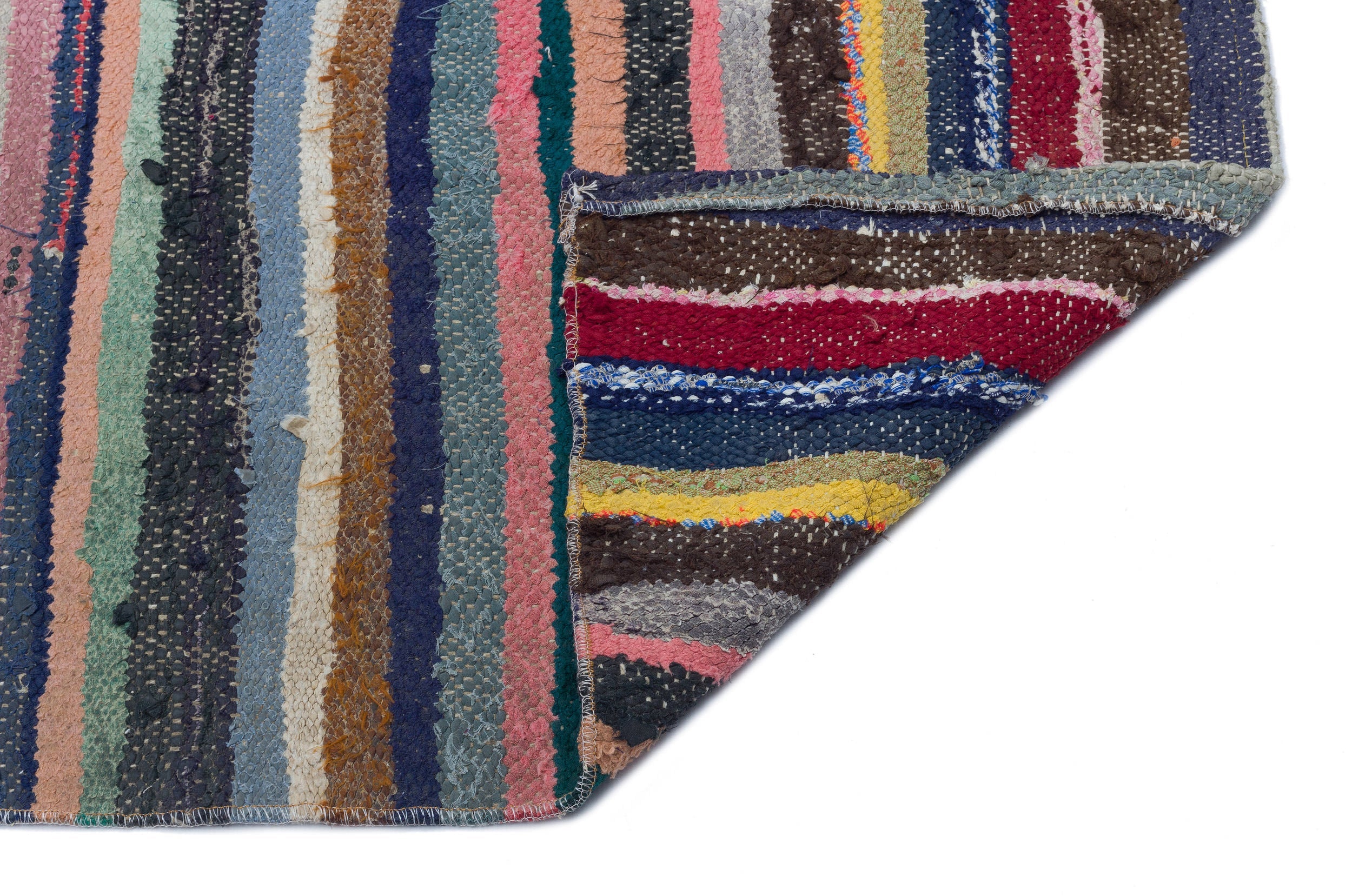 Girit Grey Striped Wool Handmade Area Rug 3'10" x 9'7"