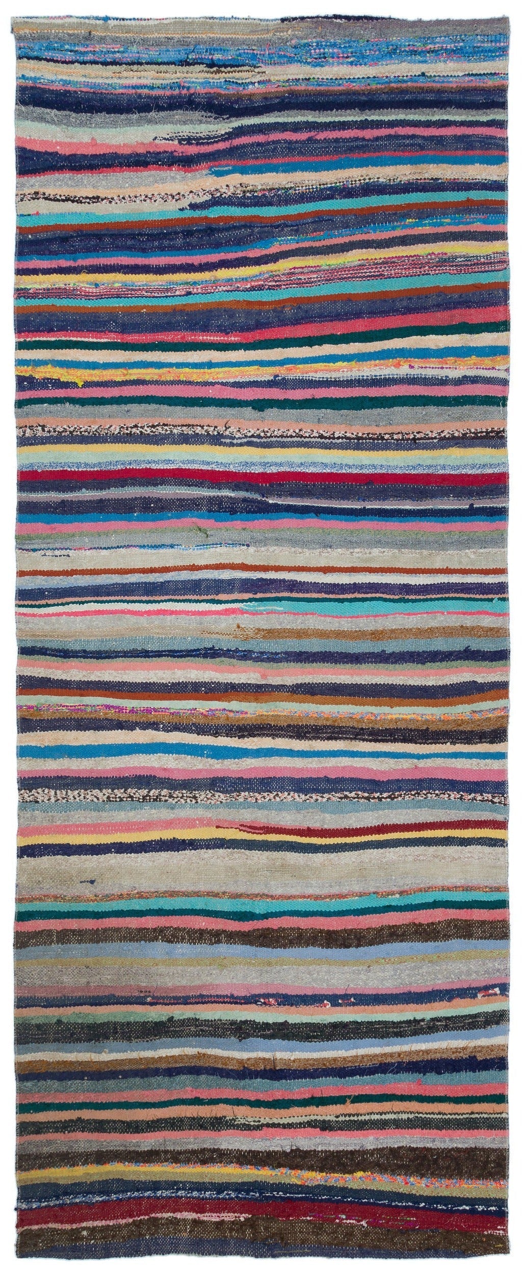 Girit Grey Striped Wool Handmade Area Rug 3'10" x 9'7"