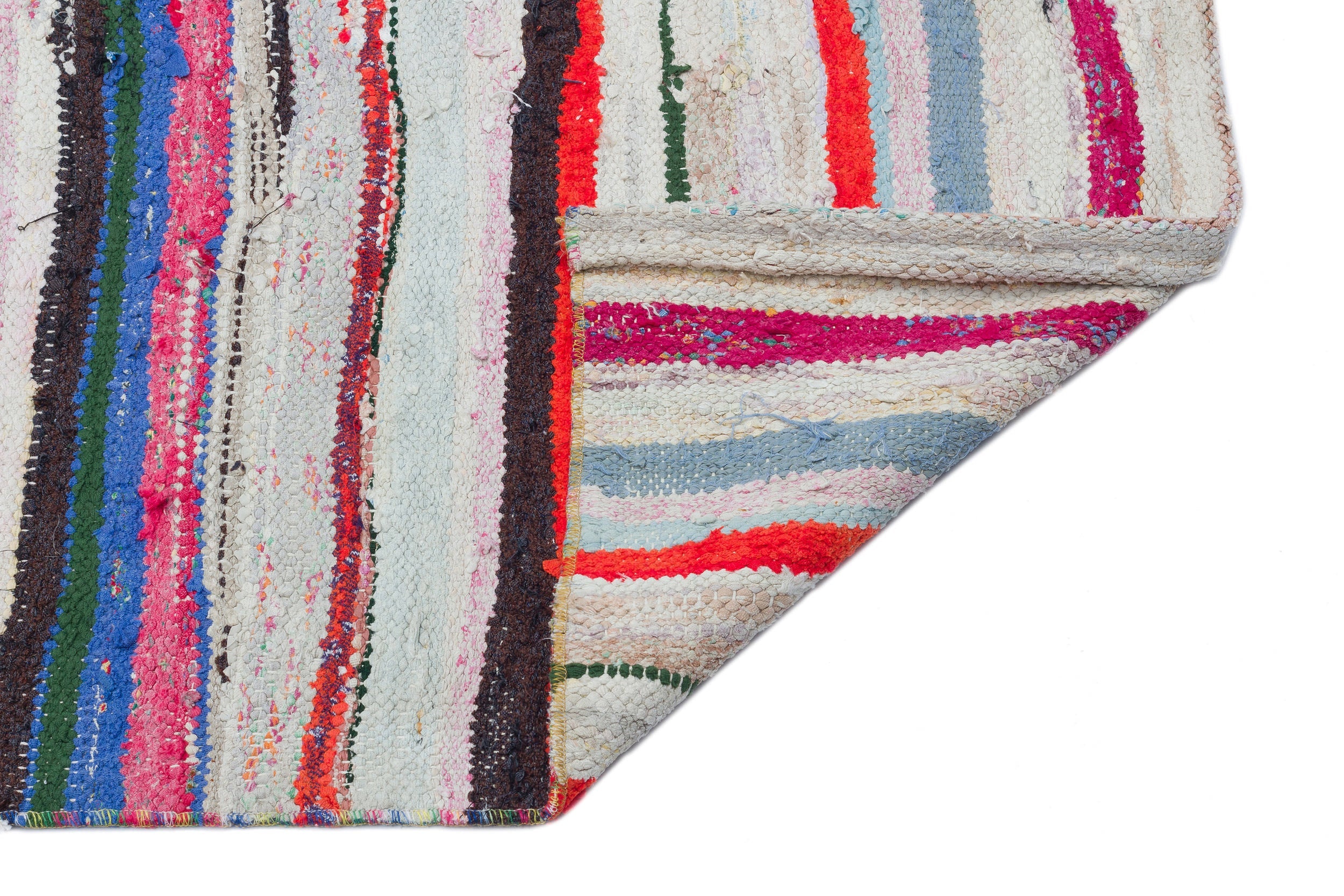 Girit Beige Striped Wool Handmade Area Rug 3'5" x 10'8"