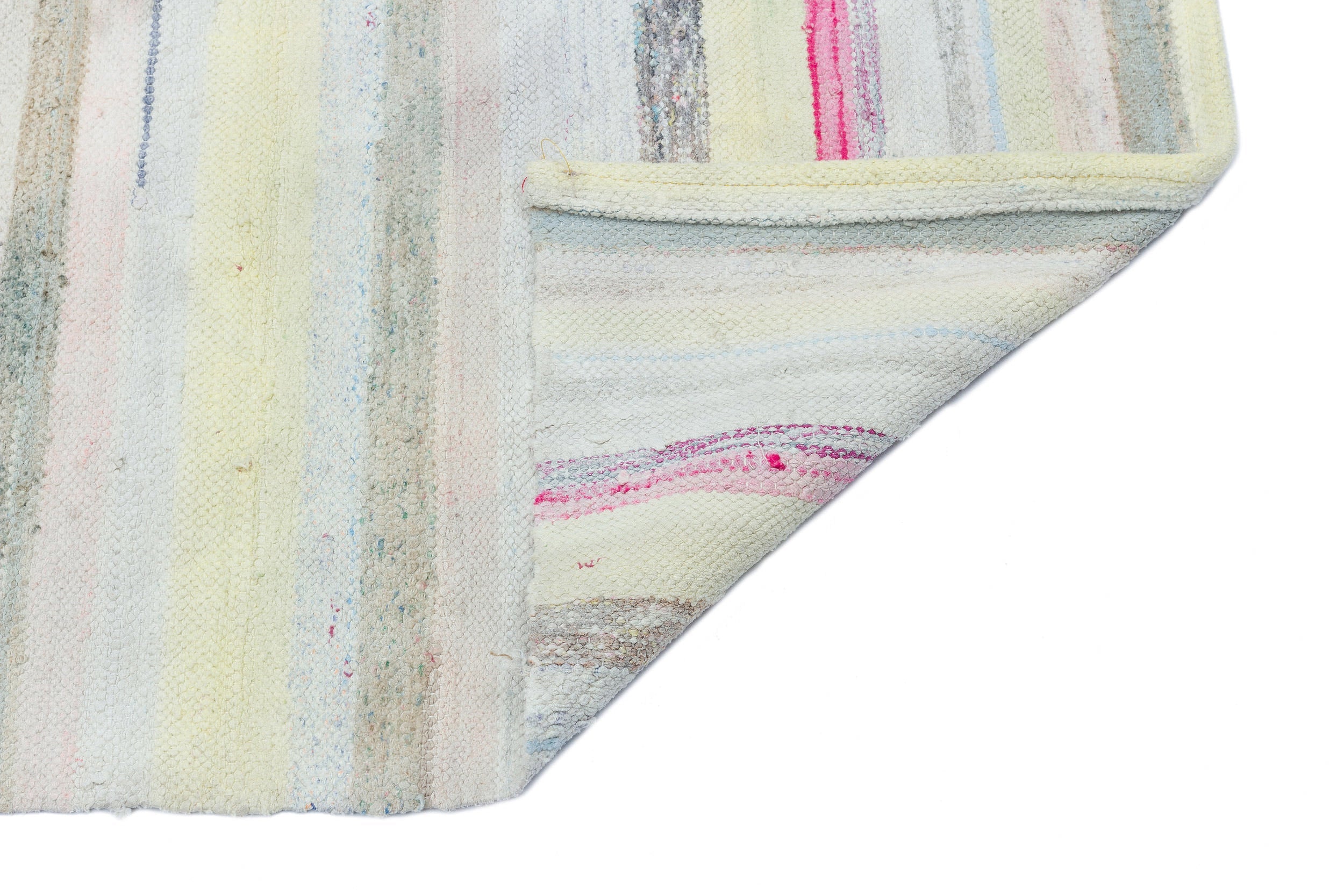 Girit Beige Striped Wool Handmade Area Rug 2'6" x 8'9"