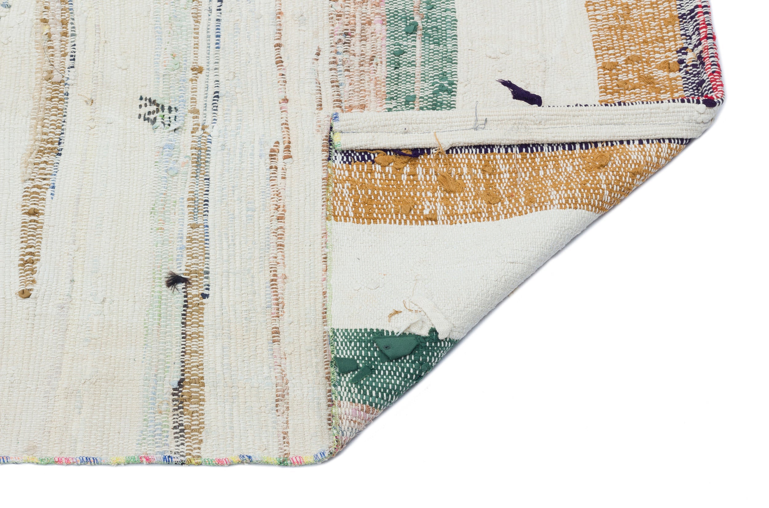 Girit Beige Striped Wool Handmade Area Rug 2'6" x 9'1"