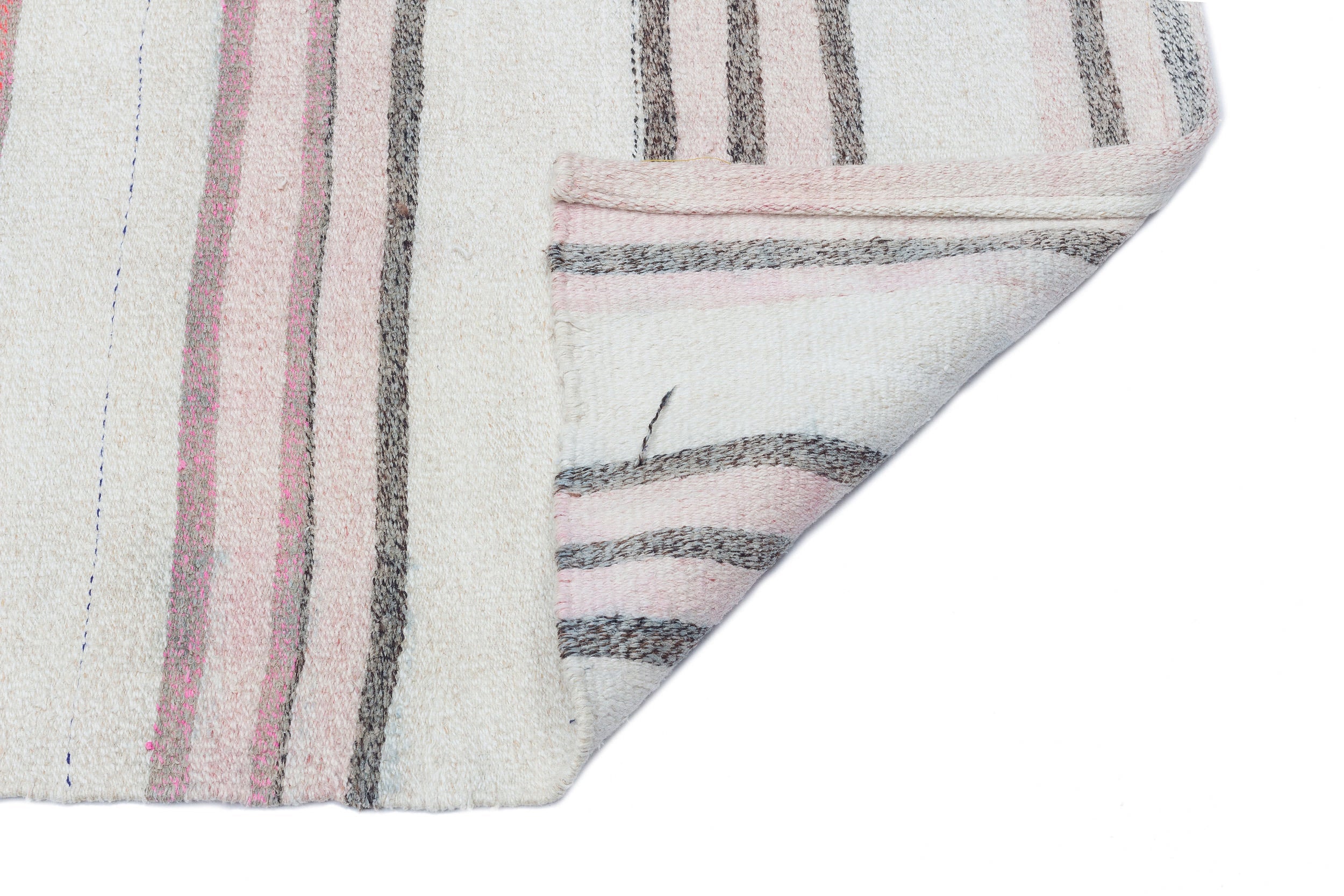 Girit Beige Striped Wool Handmade Area Rug 2'2" x 9'10"