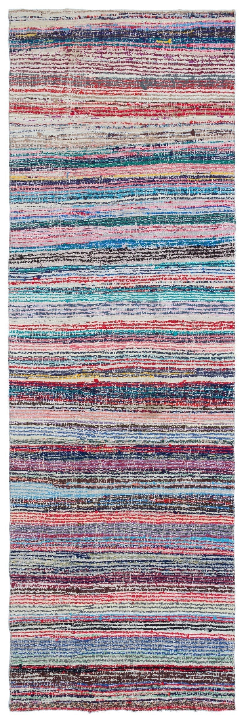 Girit Beige Striped Wool Handmade Area Rug 3'6" x 10'6"