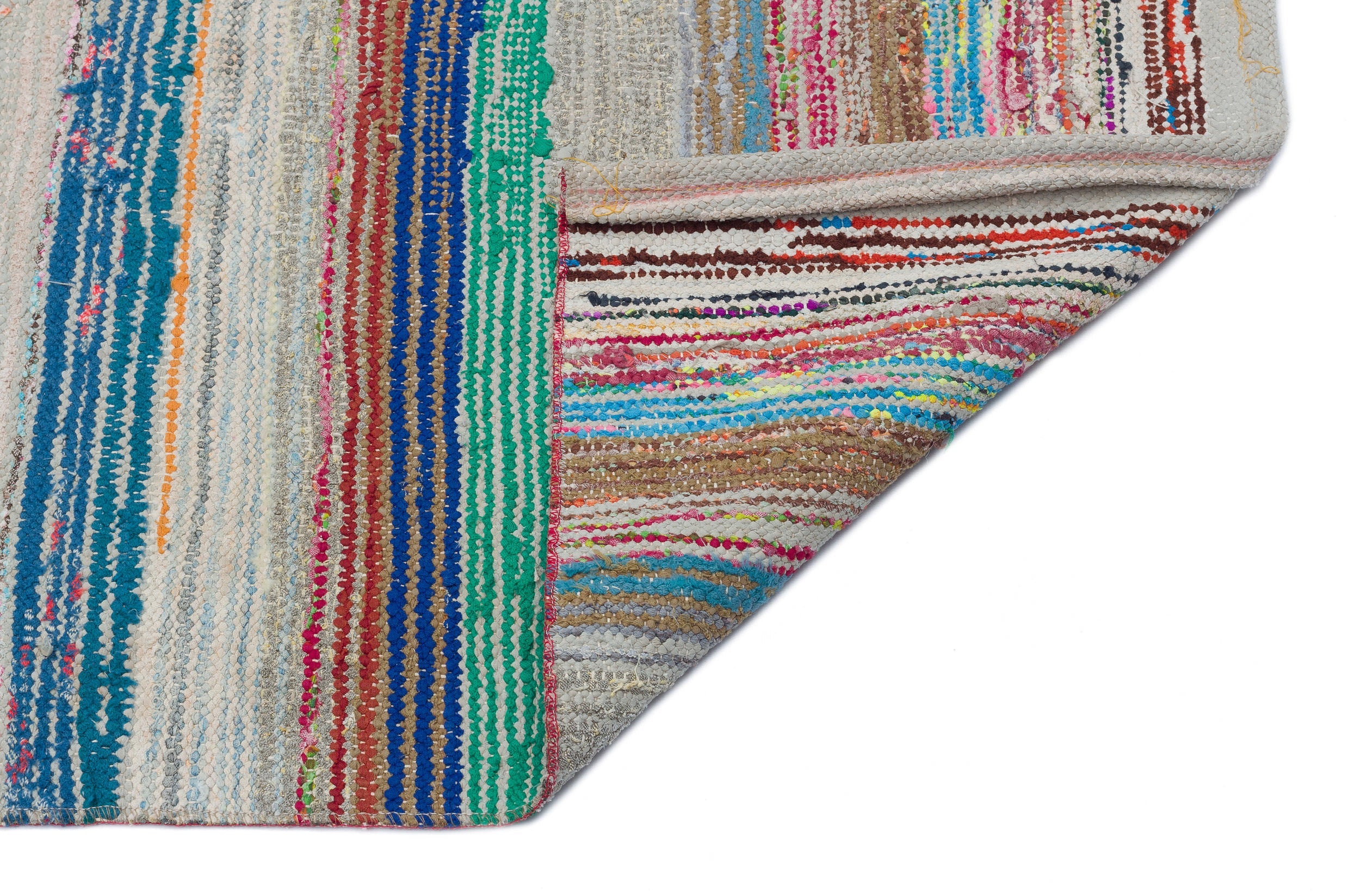 Girit Beige Striped Wool Handmade Area Rug 2'10" x 10'6"