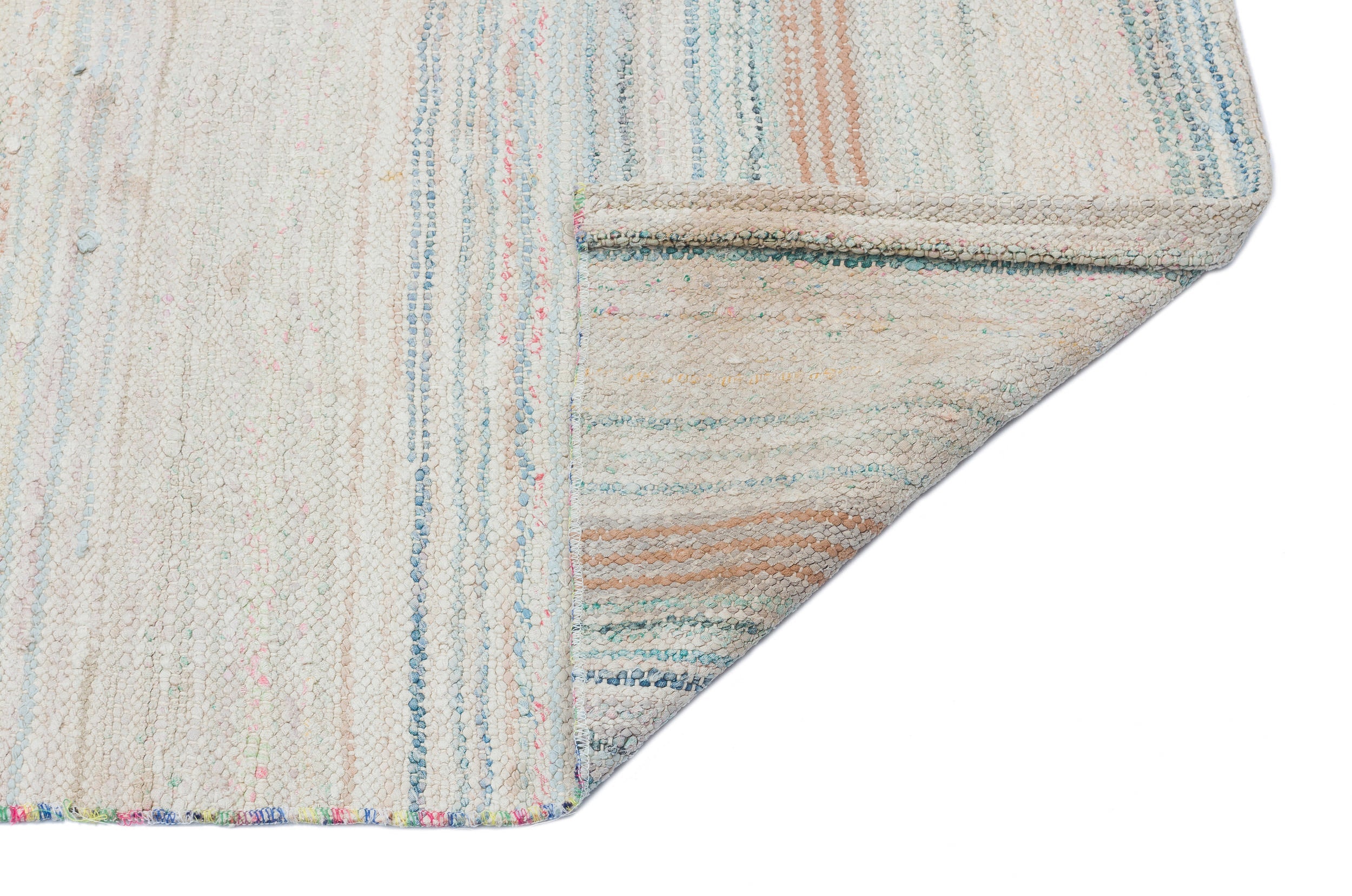 Girit Beige Striped Wool Handmade Area Rug 2'7" x 10'0"