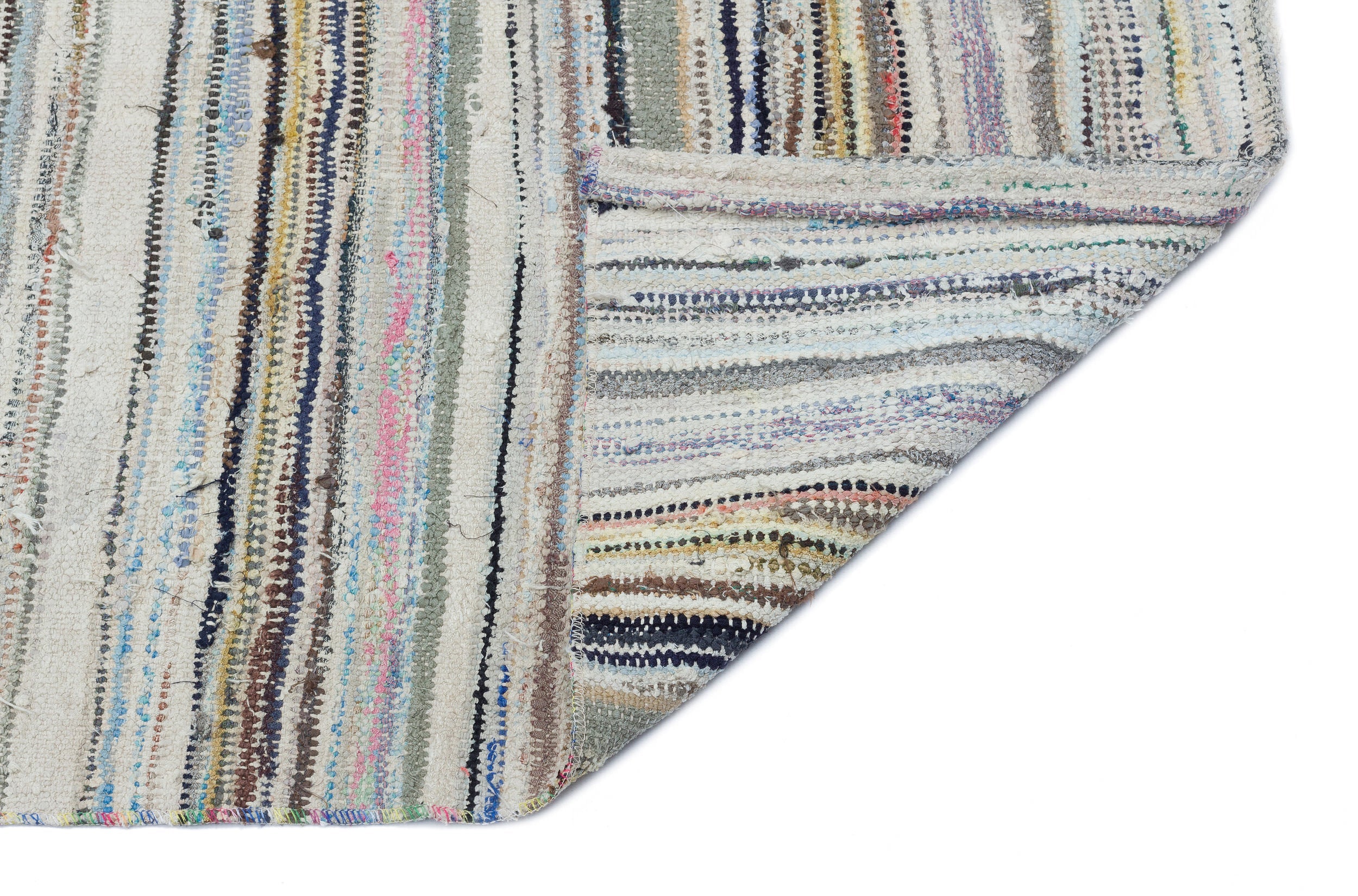 Girit Beige Striped Wool Handmade Area Rug 2'9" x 8'0"