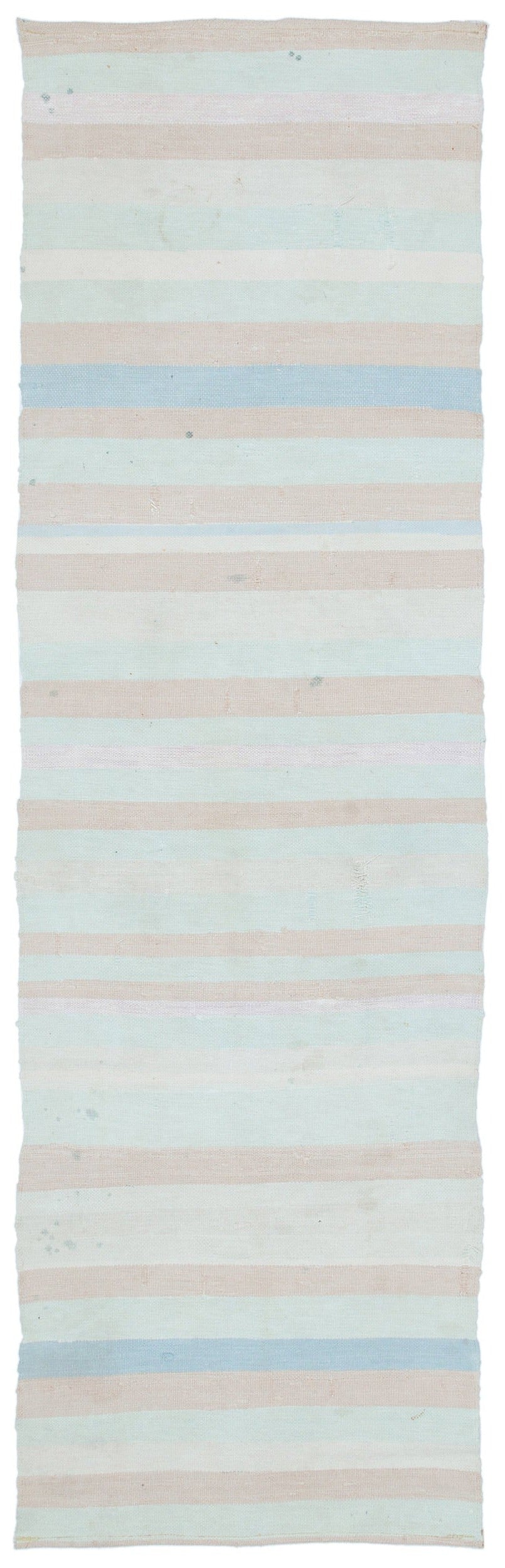 Girit Beige Striped Wool Handmade Area Rug 2'4" x 7'9"