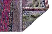 Girit Grey Striped Wool Handmade Area Rug 2'4" x 7'9"