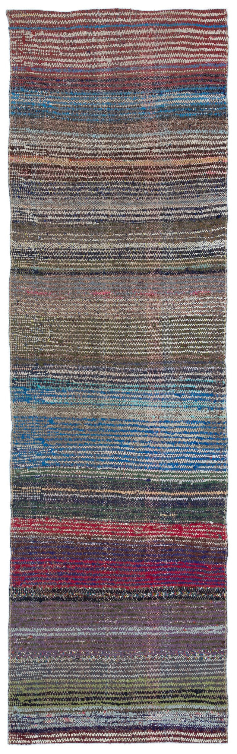 Girit Grey Striped Wool Handmade Area Rug 2'4" x 7'9"
