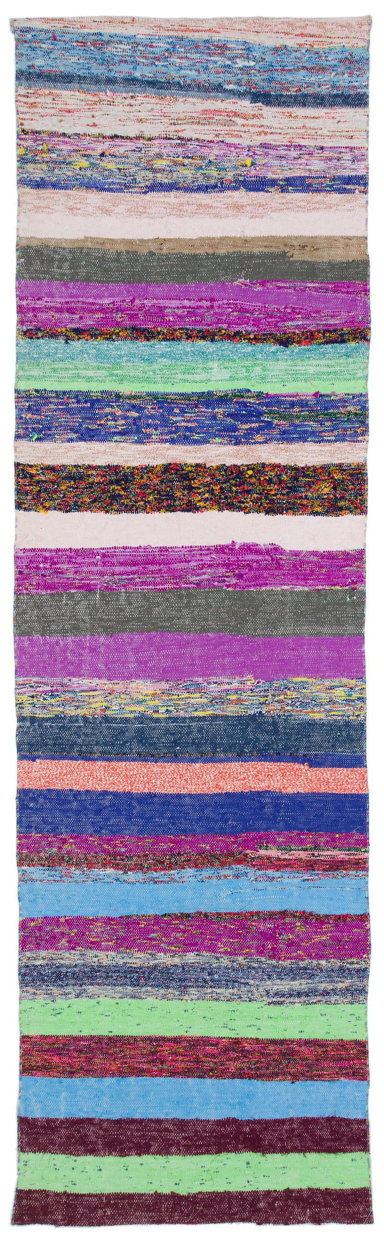 Girit Beige Striped Wool Handmade Area Rug 3'0" x 10'4"