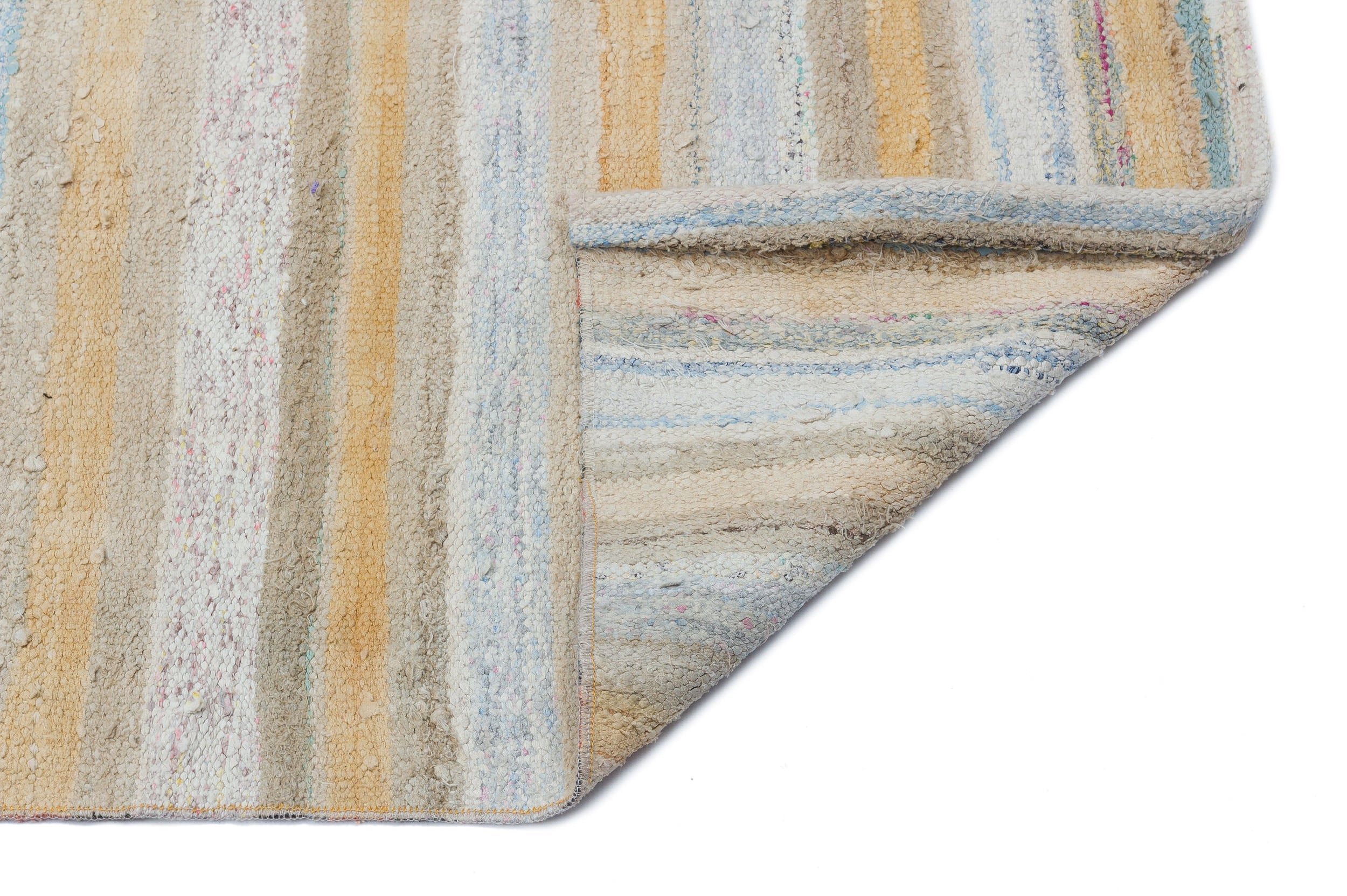 Girit Beige Striped Wool Handmade Area Rug 3'1" x 12'1"