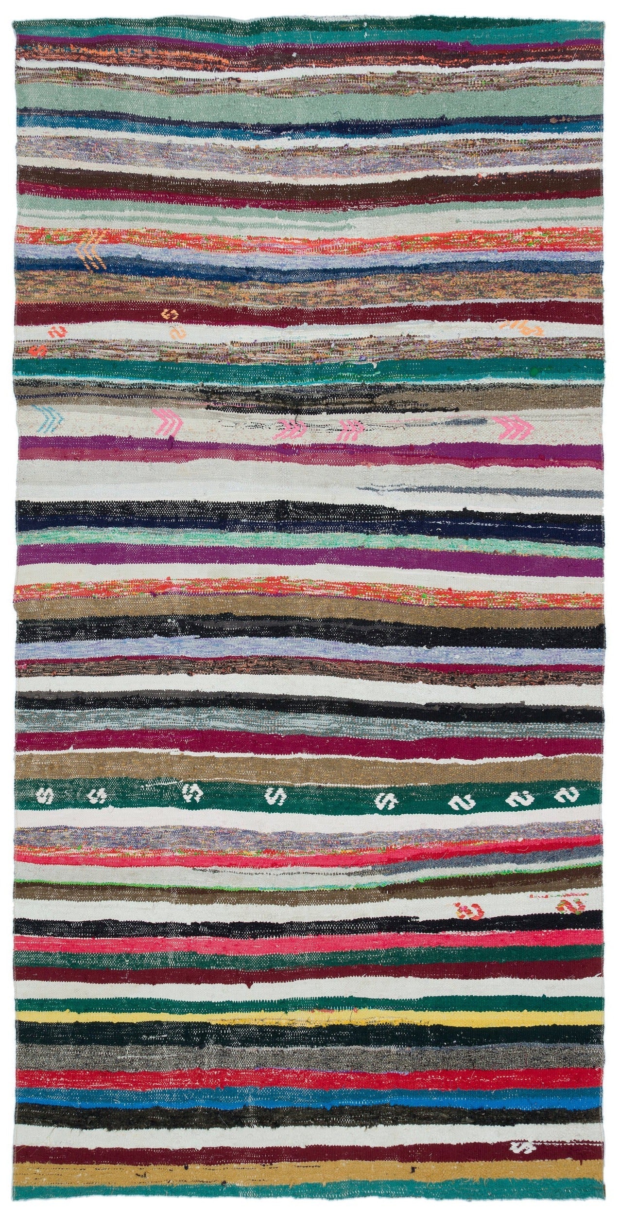 Girit 3184 Multy Striped Wool Handmade Area Rug 4'11" x 9'10"