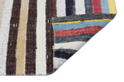 Girit Beige Striped Wool Handmade Area Rug 3'7" x 9'11"