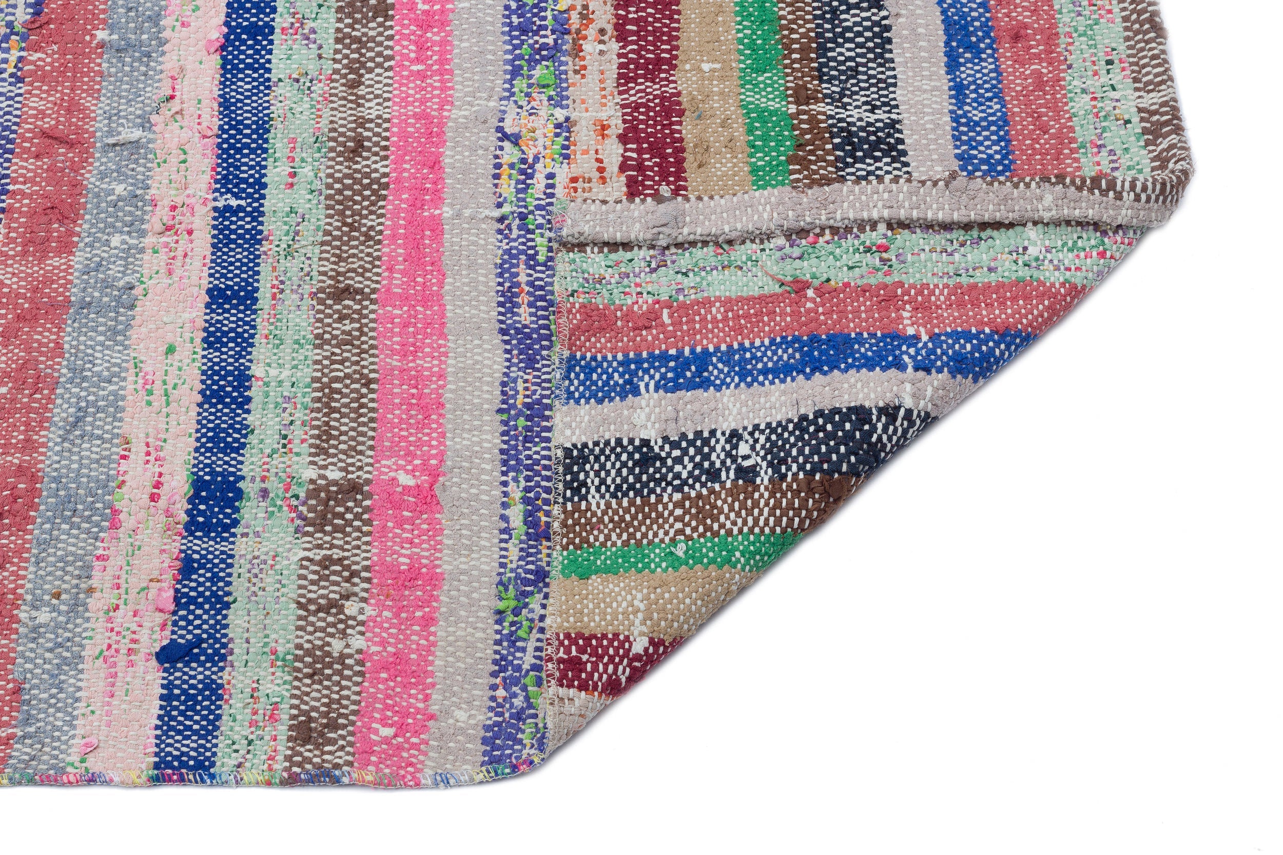 Girit Beige Striped Wool Handmade Area Rug 4'8" x 10'3"
