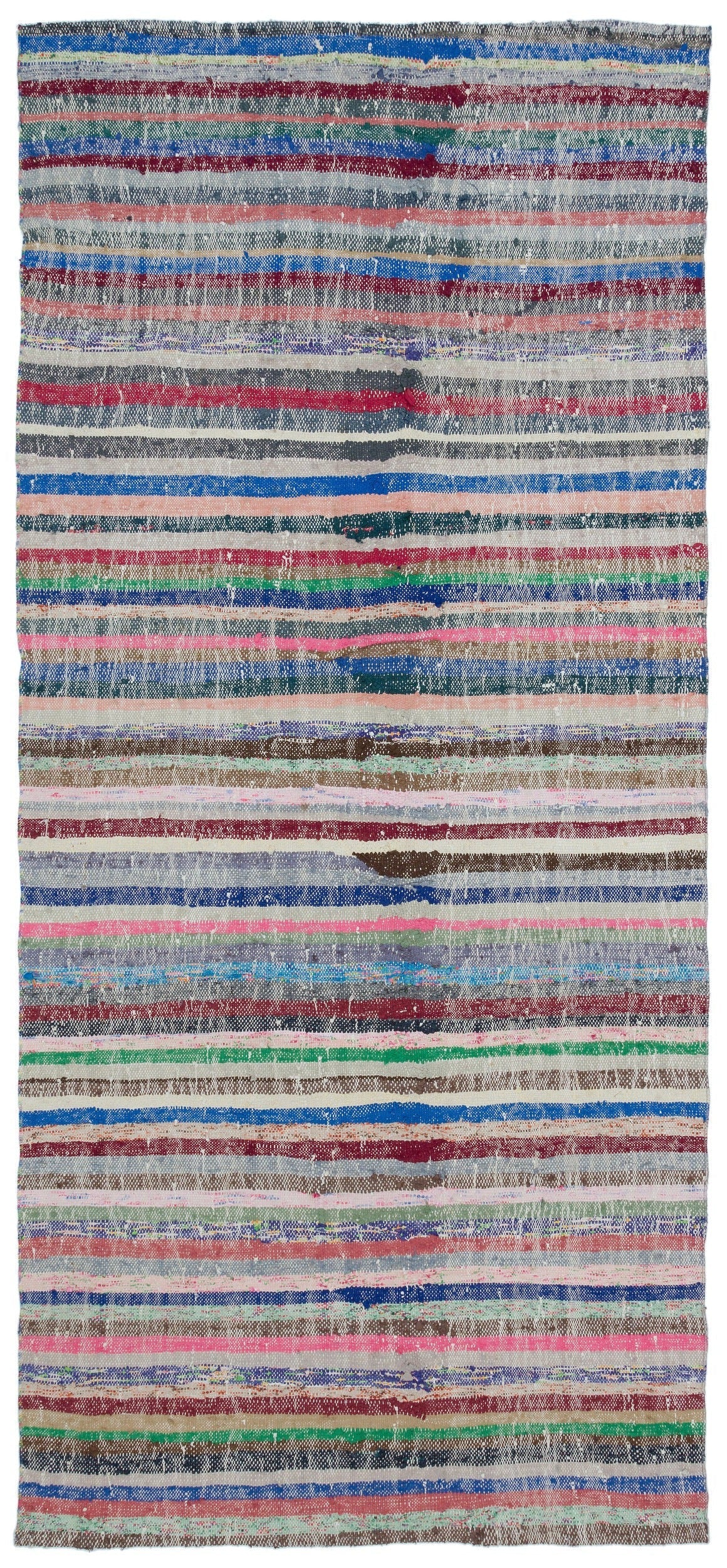 Girit Beige Striped Wool Handmade Area Rug 4'8" x 10'3"