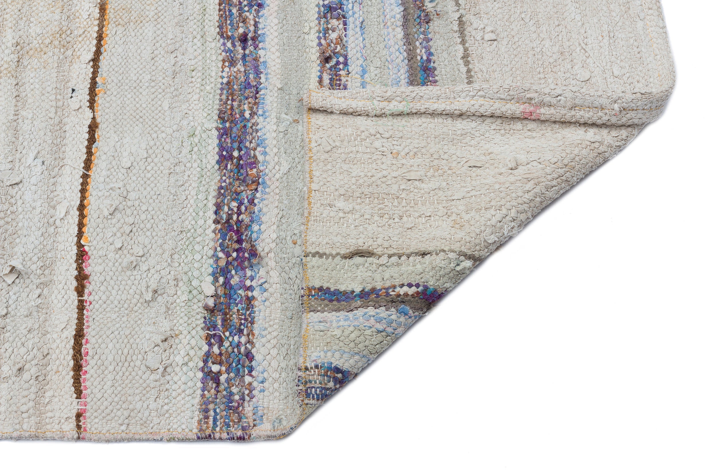 Girit Beige Striped Wool Handmade Area Rug 5'4" x 9'0"