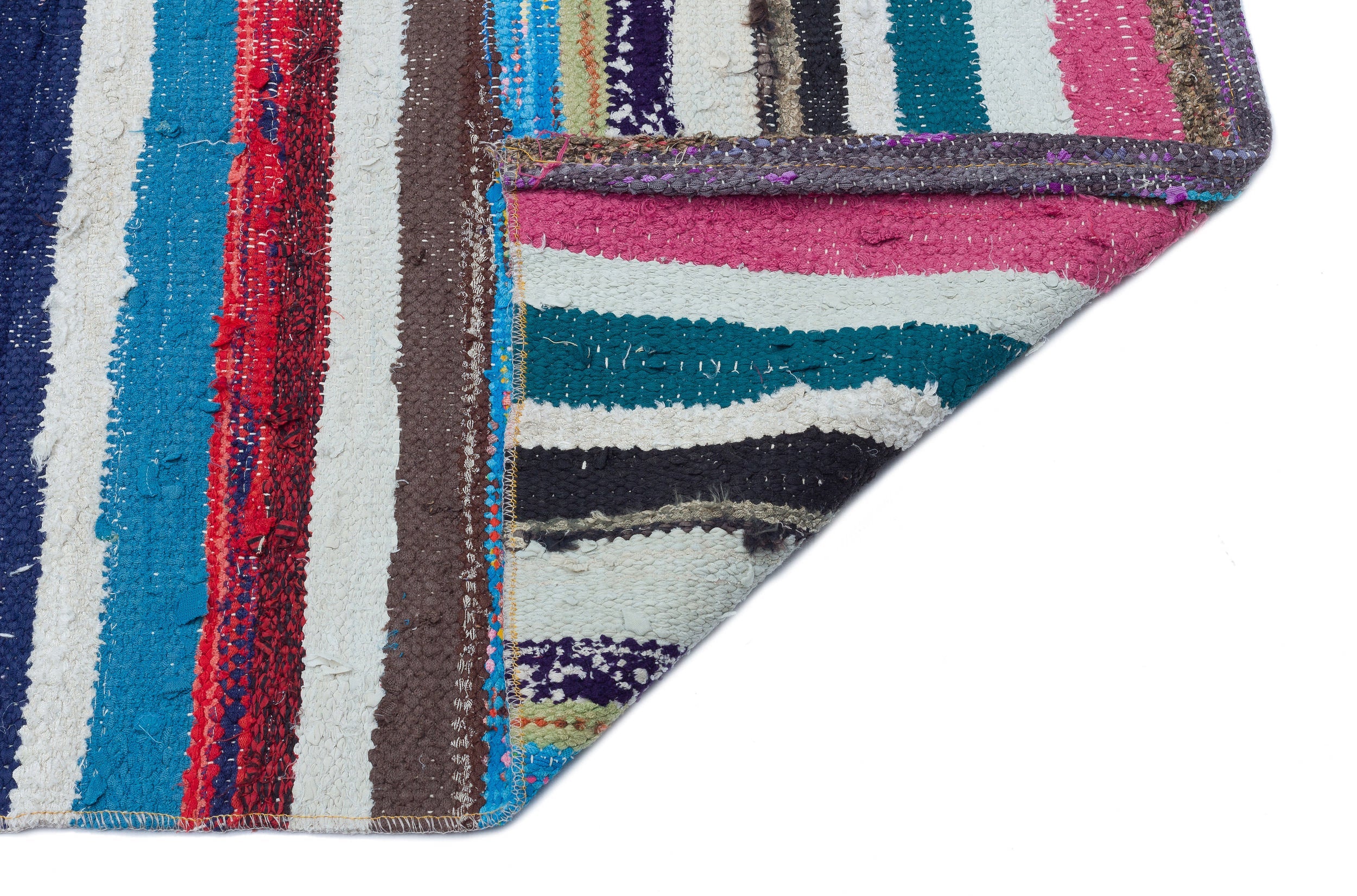 Girit Beige Striped Wool Handmade Area Rug 5'5" x 8'4"