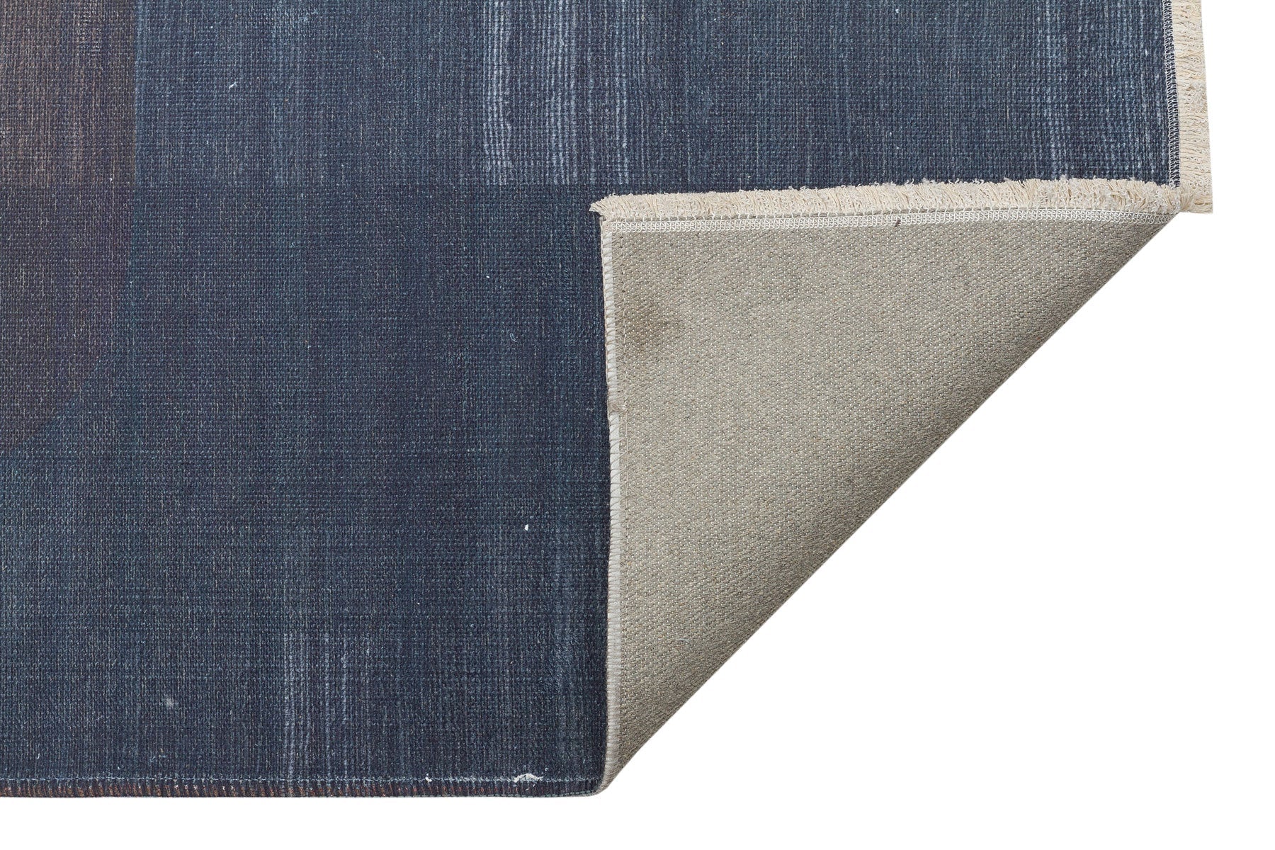 Navy Geometric Kilim - Washable Area Rug With Soft Texture & Non Slip Pad