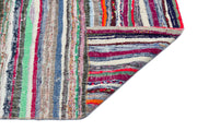 Girit Beige Striped Wool Handmade Area Rug 6'8" x 9'2"