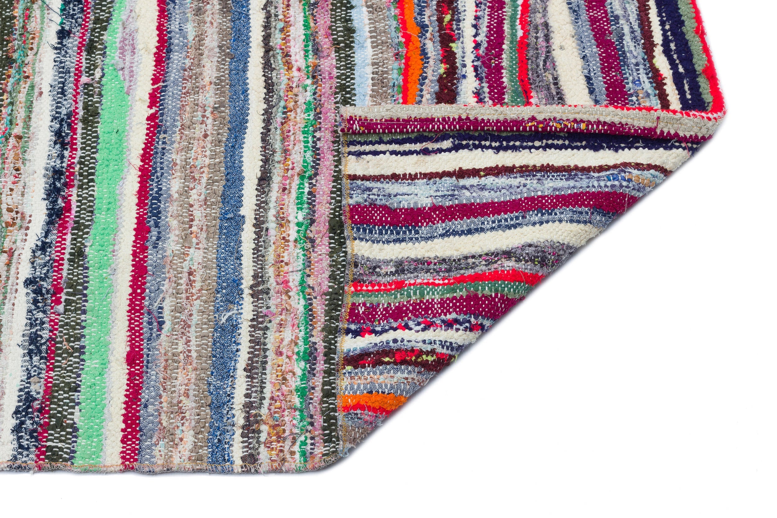 Girit Beige Striped Wool Handmade Area Rug 6'8" x 9'2"