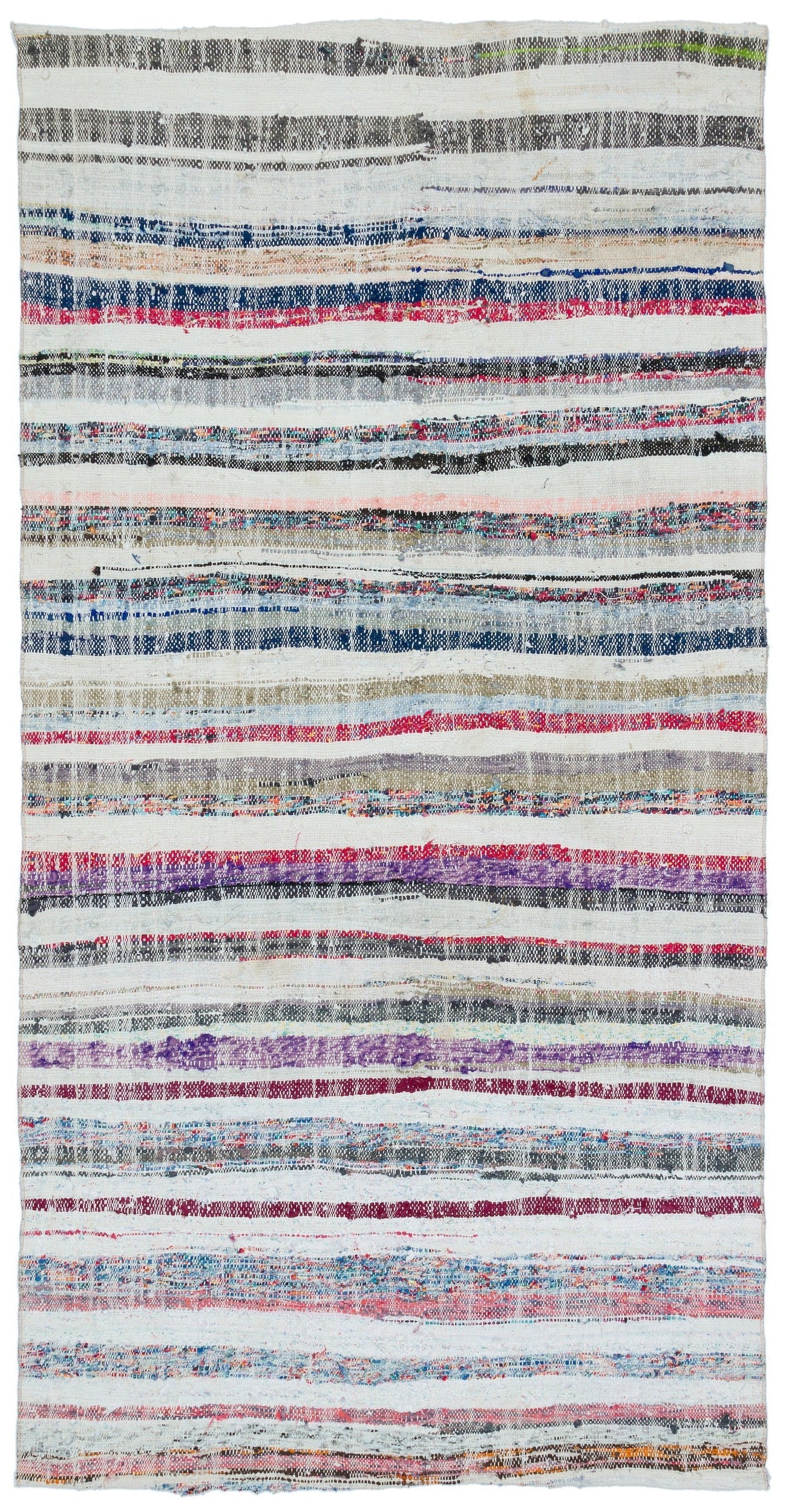 Girit 31857 Beige Striped Wool Handmade Area Rug 4'7" x 9'2"