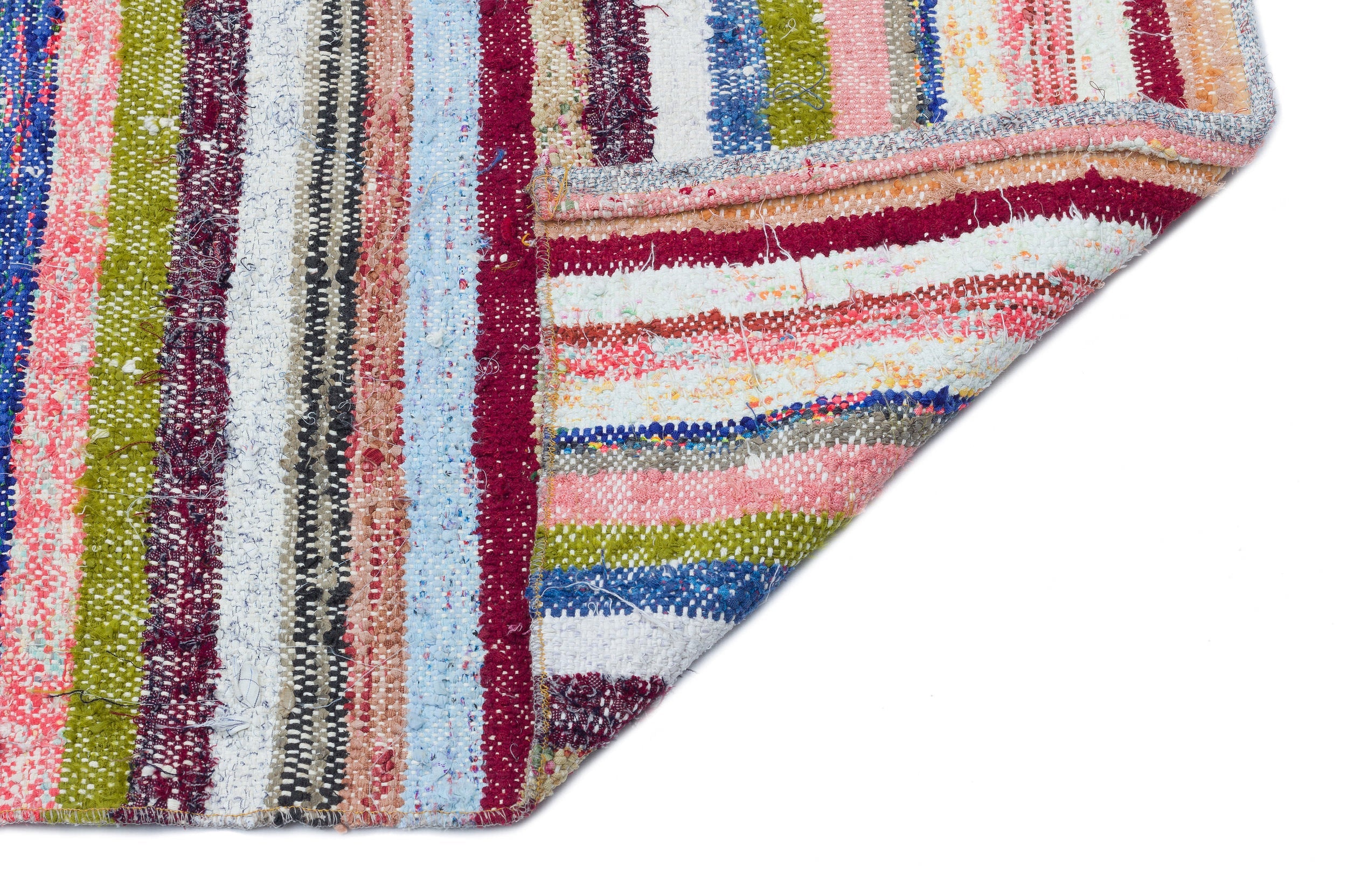 Girit Beige Striped Wool Handmade Area Rug 5'3" x 8'10"