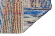 Girit Beige Striped Wool Handmade Area Rug 3'5" x 7'10"