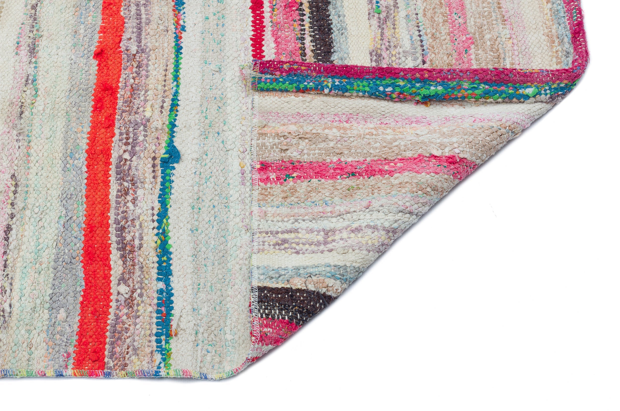 Girit Beige Striped Wool Handmade Area Rug 5'8" x 8'8"