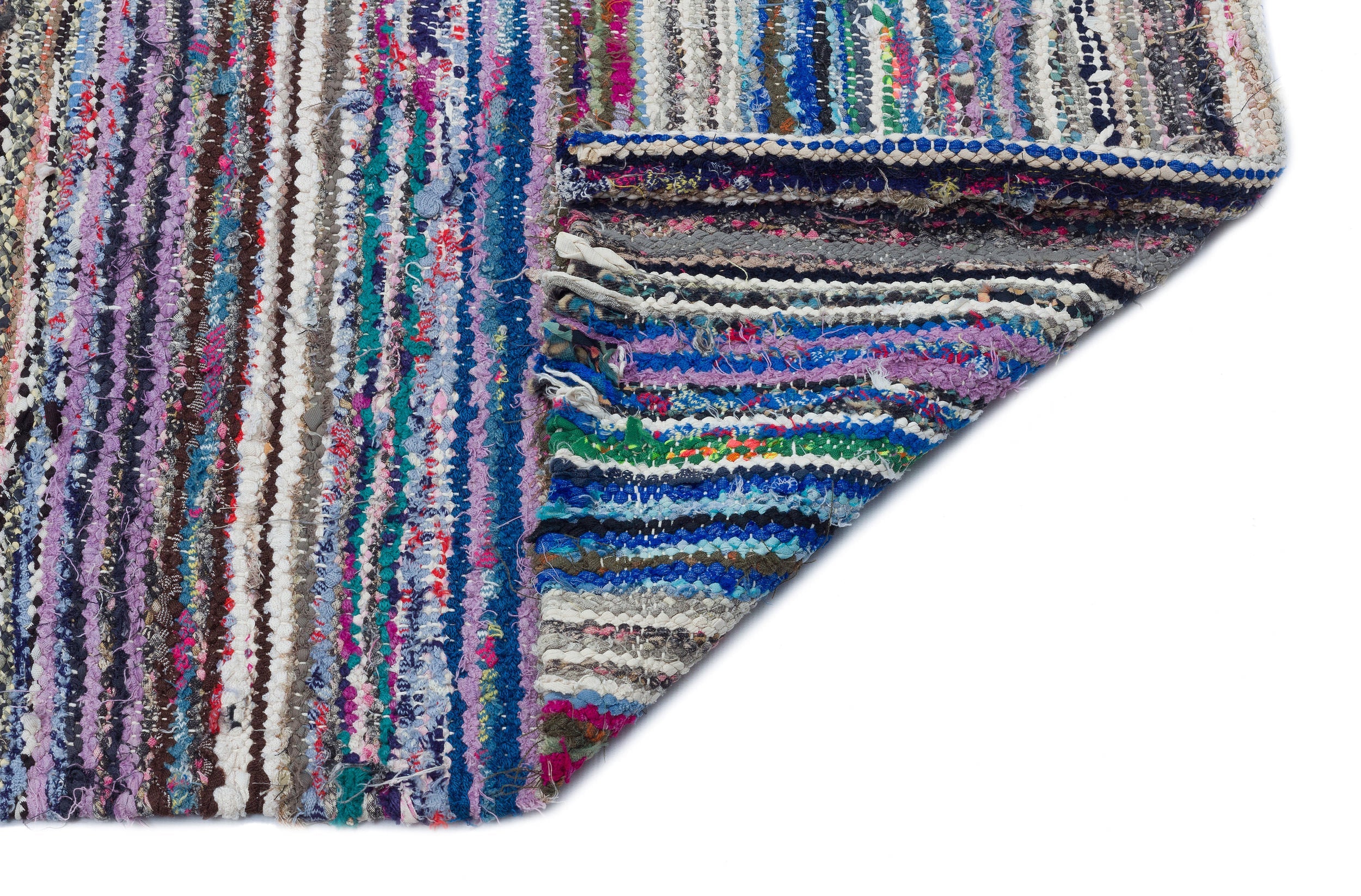 Girit Beige Striped Wool Handmade Area Rug 5'0" x 8'6"