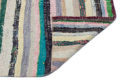 Girit Beige Striped Wool Handmade Area Rug 5'7" x 8'7"