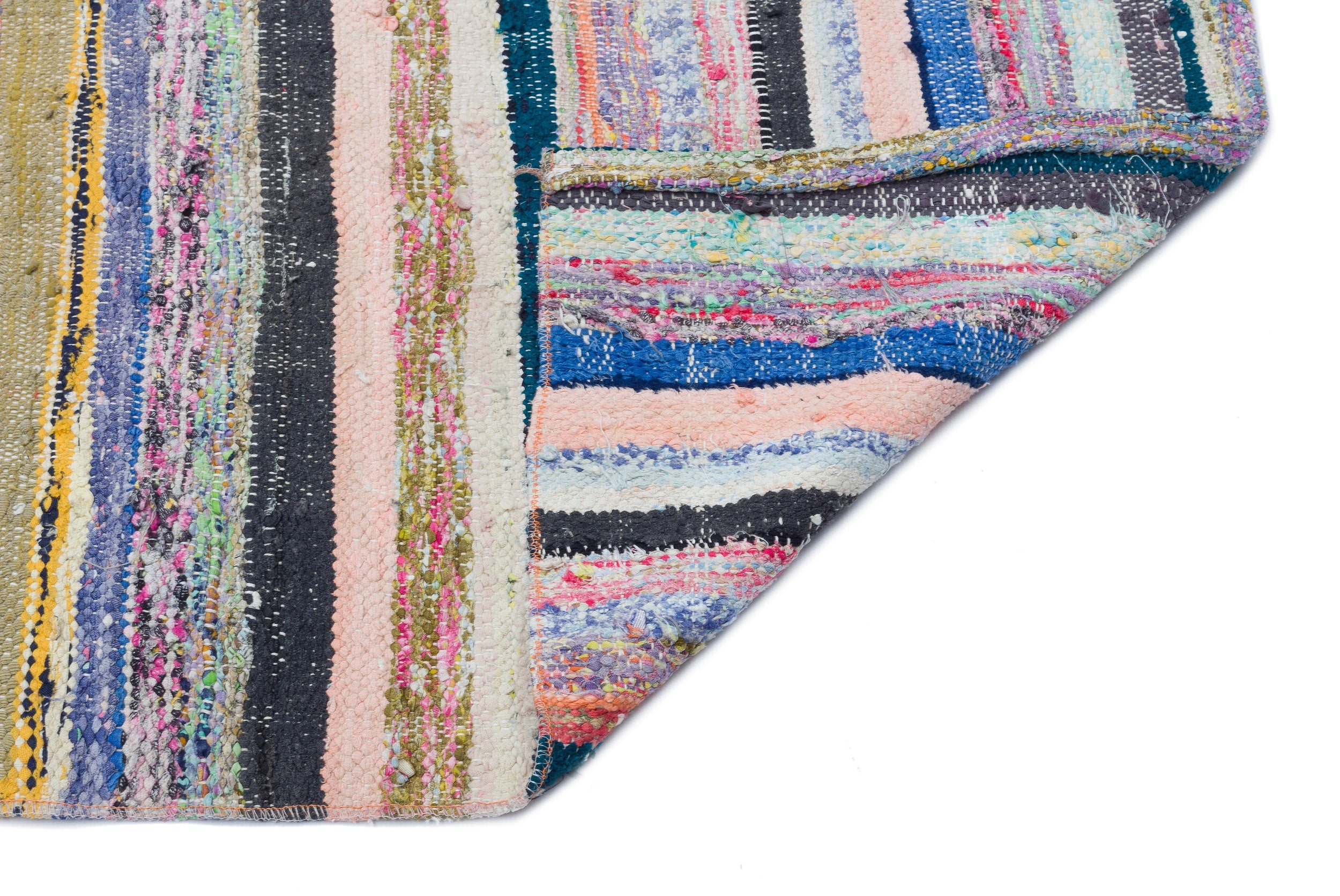 Girit 31873 Beige Striped Wool Handmade Area Rug 5'1" x 8'11"