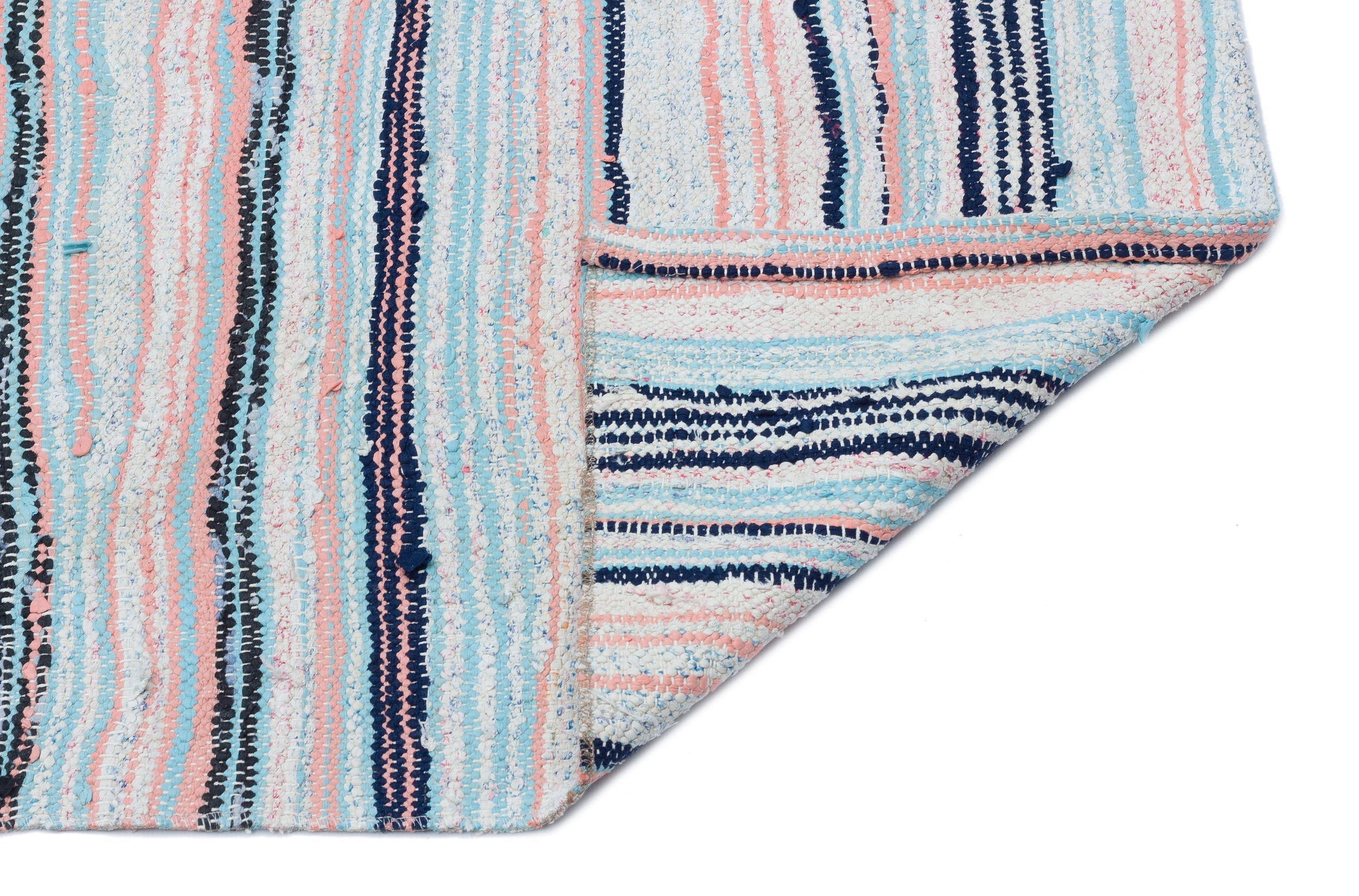 Girit Beige Striped Wool Handmade Area Rug 5'1" x 8'10"