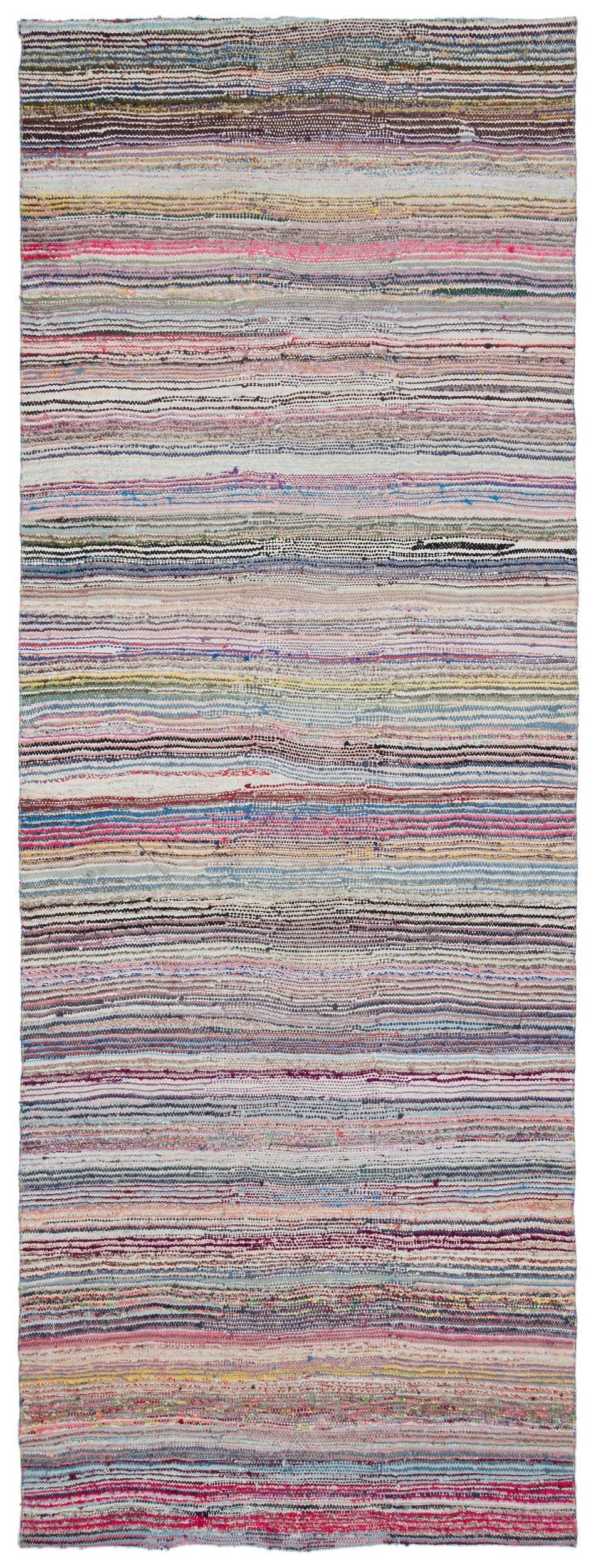 Girit Beige Striped Wool Handmade Area Rug 4'4" x 11'7"