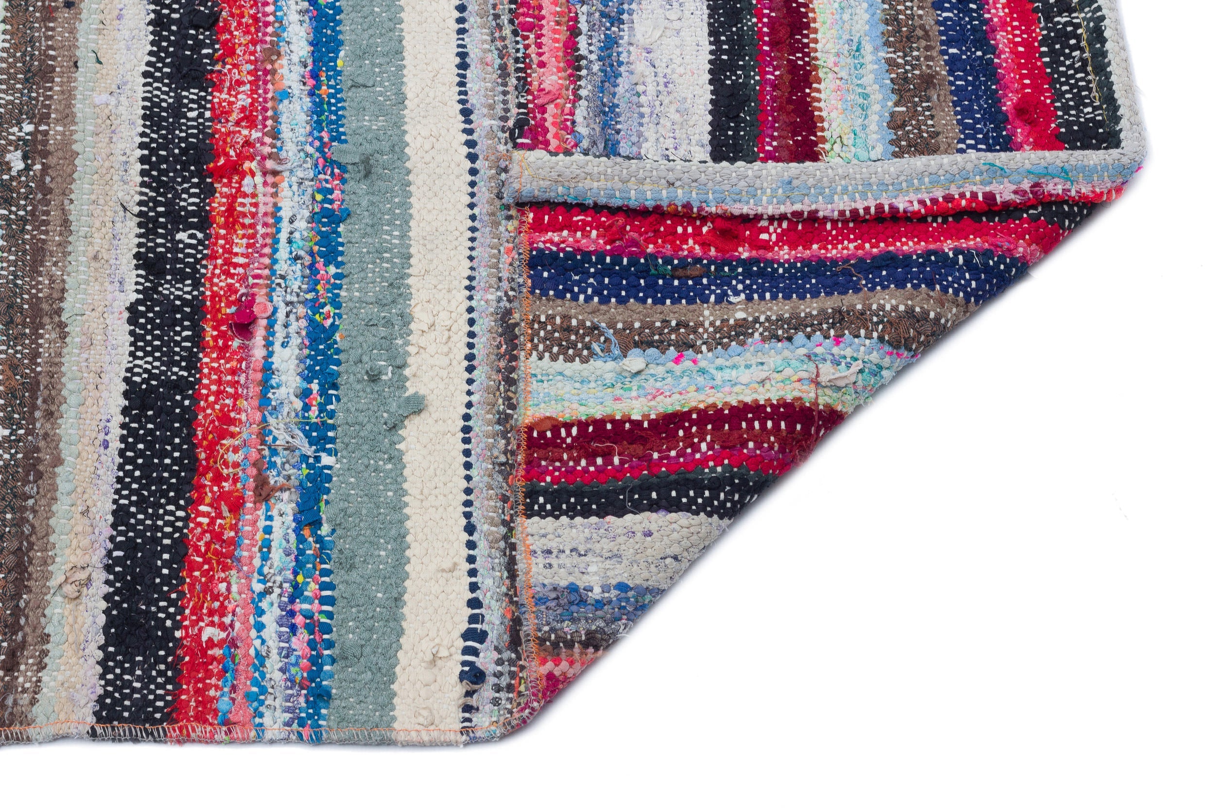 Girit Beige Striped Wool Handmade Area Rug 5'8" x 8'4"