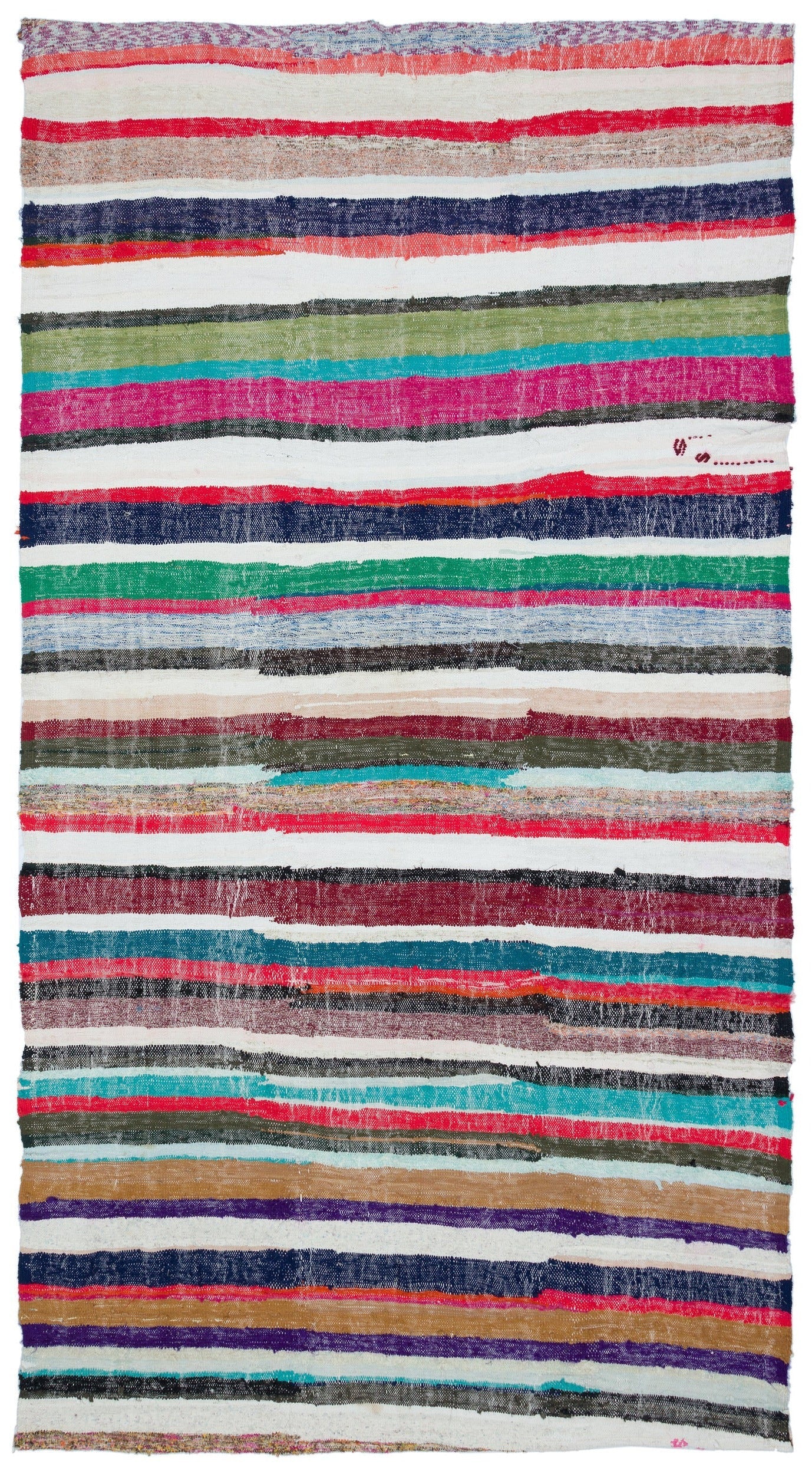 Girit Beige Striped Wool Handmade Area Rug 5'8" x 10'4"