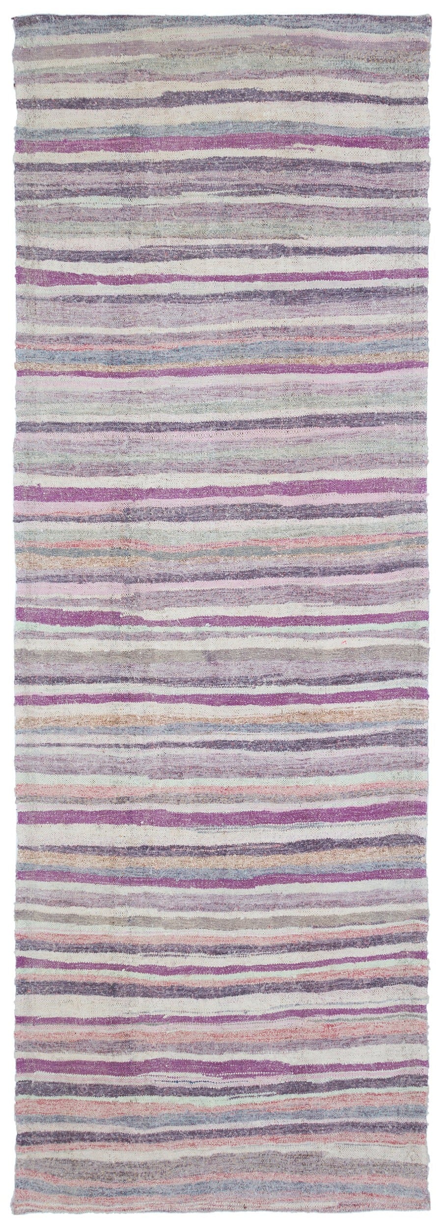 Girit Beige Striped Wool Handmade Area Rug 6'3" x 9'0"
