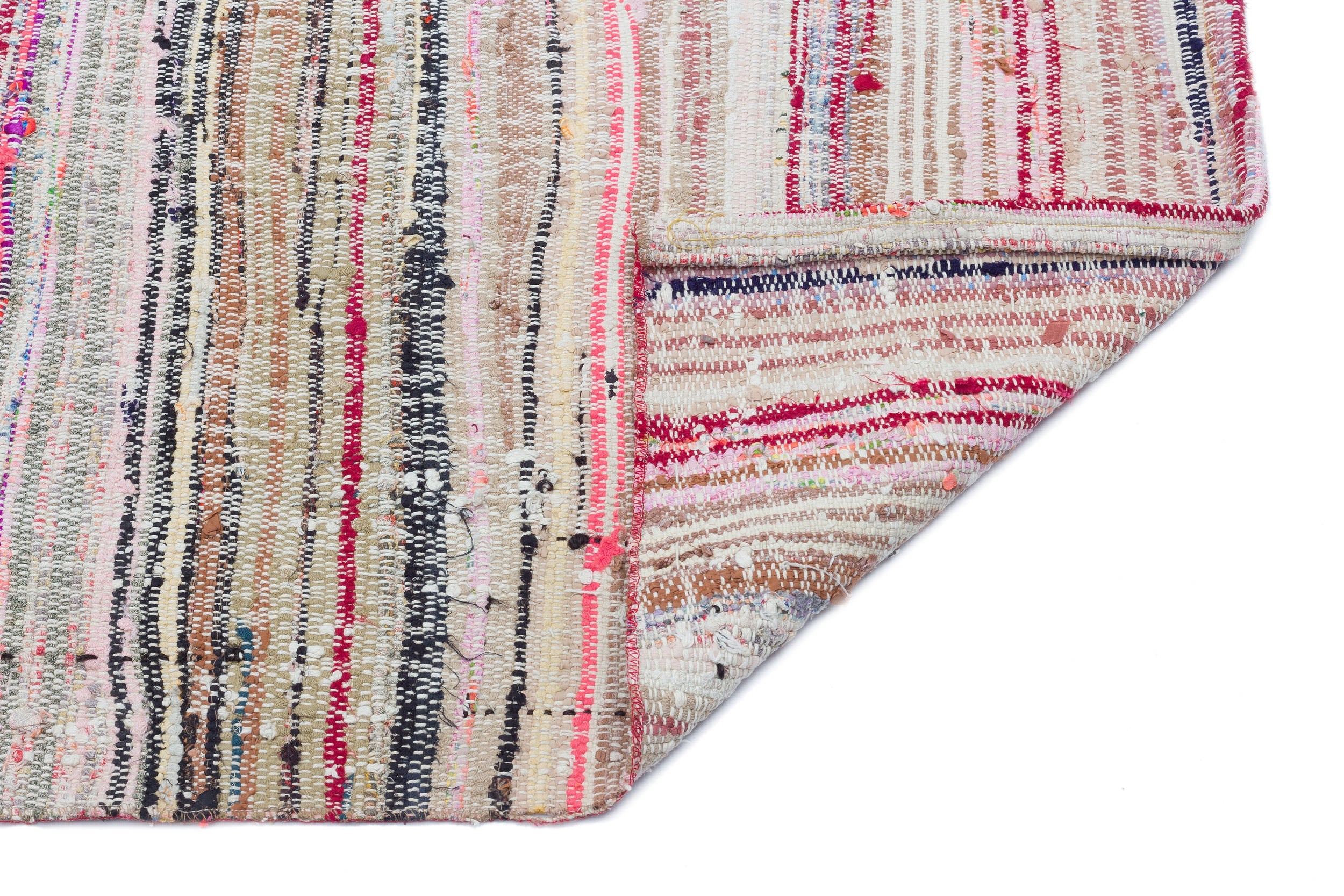 Girit Beige Striped Wool Handmade Area Rug 3'3" x 10'0"
