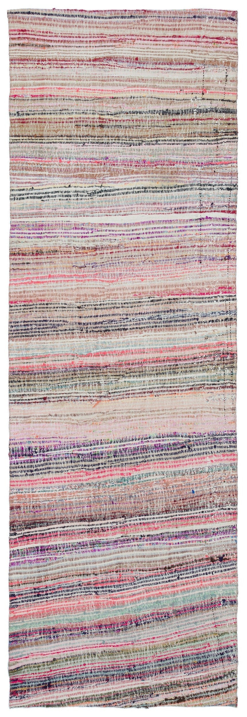 Girit Beige Striped Wool Handmade Area Rug 3'3" x 10'0"