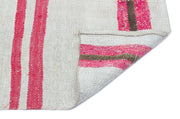 Girit Beige Striped Wool Handmade Area Rug 5'1" x 4'3"