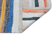 Girit Beige Striped Wool Handmade Area Rug 4'11" x 9'3"